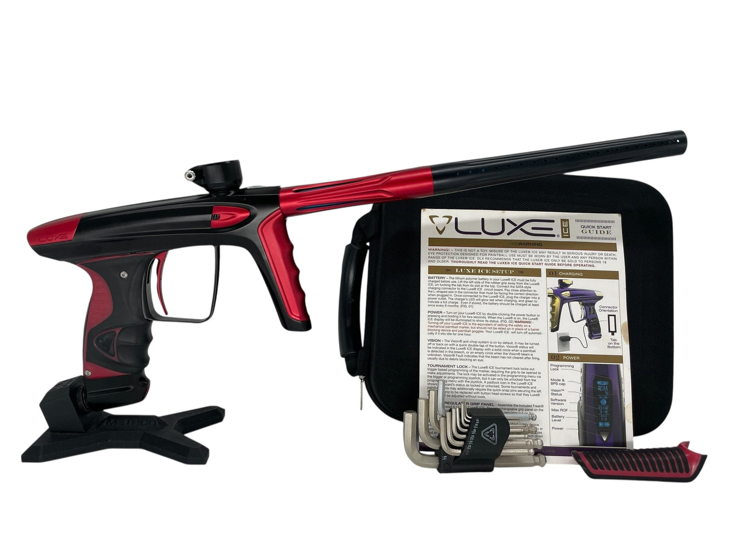 Used Dlx Luxe Ice Paintball Gun Black/Red Paintball Gun from CPXBrosPaintball Buy/Sell/Trade Paintball Markers, New Paintball Guns, Paintball Hoppers, Paintball Masks, and Hormesis Headbands