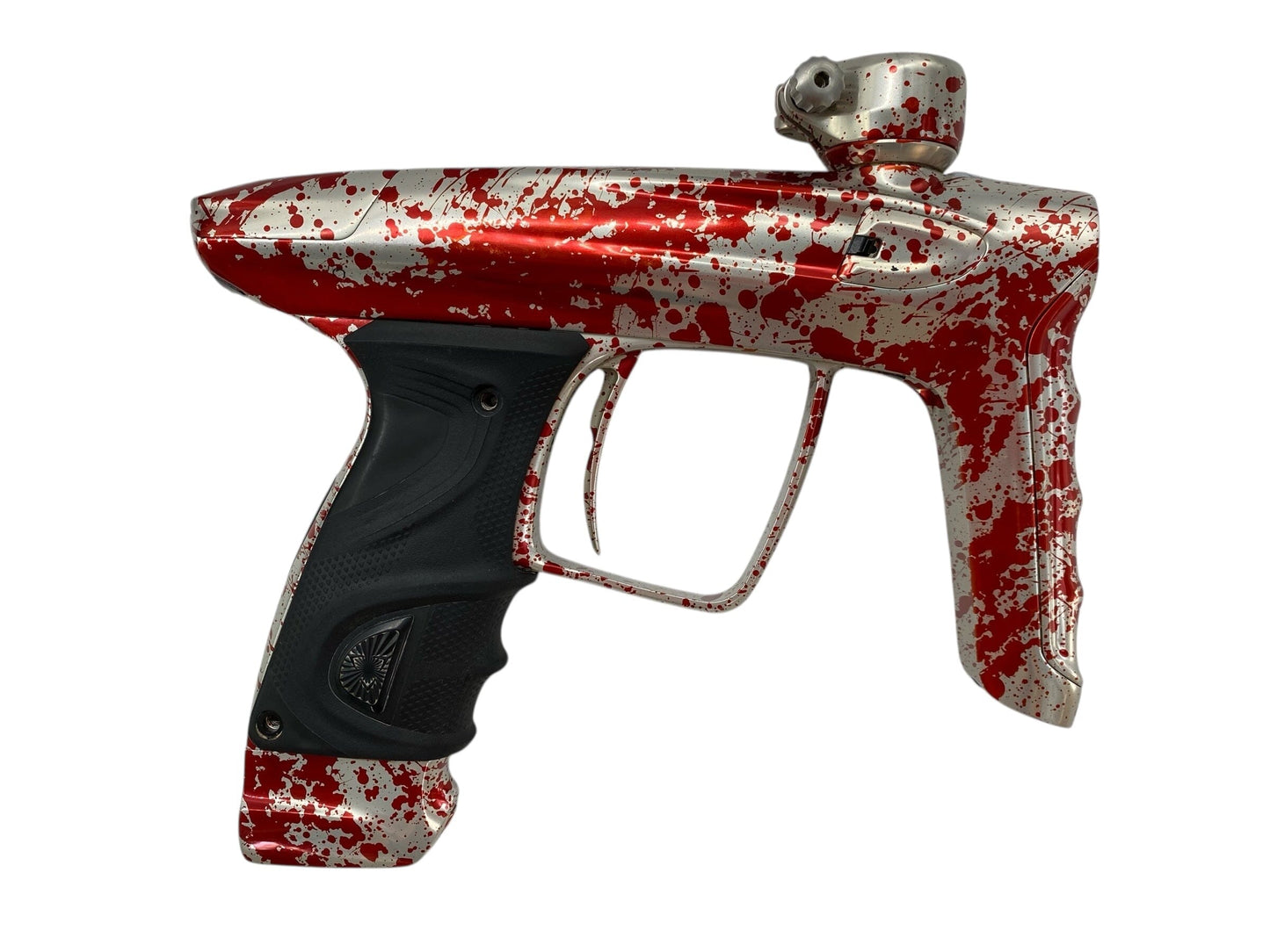 Used Dlx Luxe Tm40 Paintball Gun Silver/Red Splash Paintball Gun from CPXBrosPaintball Buy/Sell/Trade Paintball Markers, New Paintball Guns, Paintball Hoppers, Paintball Masks, and Hormesis Headbands