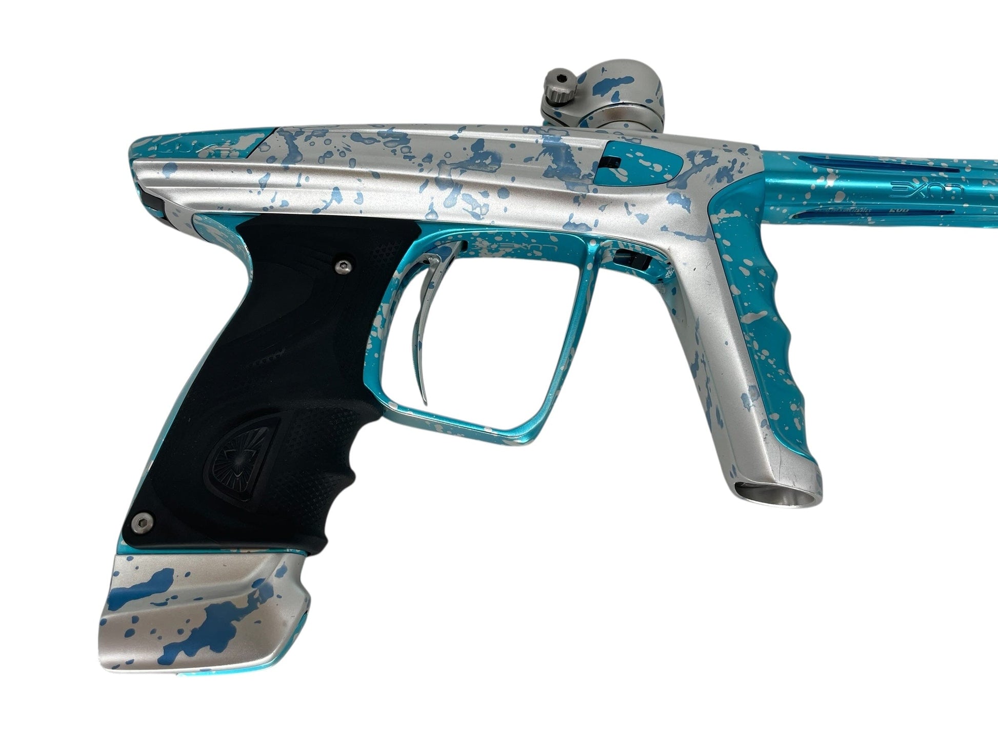Used Dlx Luxe X Paintball Gun Silver Teal Splash Paintball Gun from CPXBrosPaintball Buy/Sell/Trade Paintball Markers, New Paintball Guns, Paintball Hoppers, Paintball Masks, and Hormesis Headbands