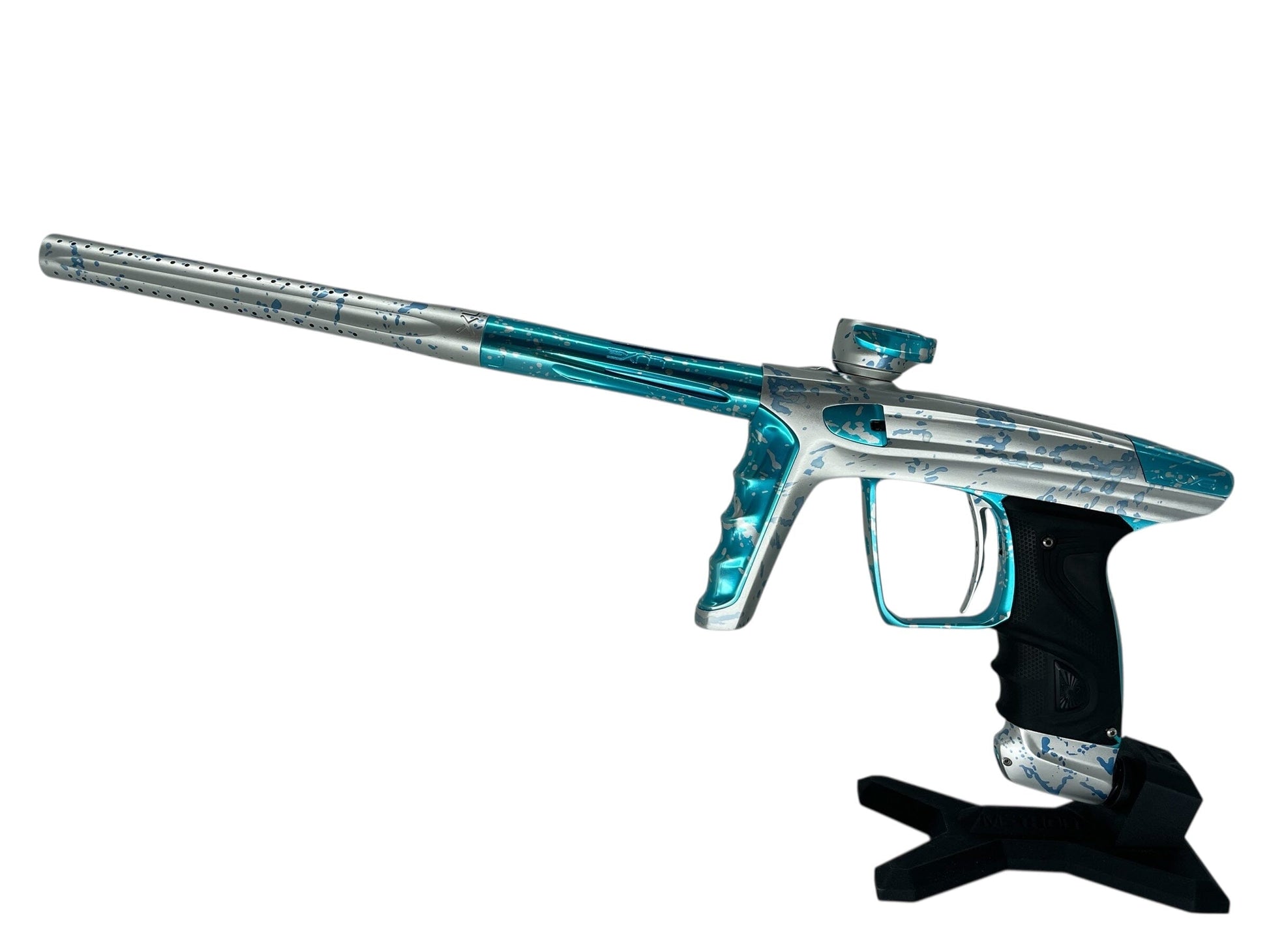 Used Dlx Luxe X Paintball Gun Silver Teal Splash Paintball Gun from CPXBrosPaintball Buy/Sell/Trade Paintball Markers, New Paintball Guns, Paintball Hoppers, Paintball Masks, and Hormesis Headbands