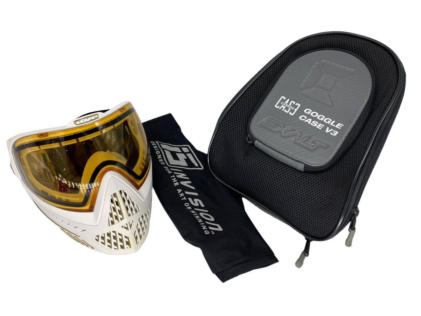 Used DYE Invision I5 Paintball Goggle System White Gold w/ Case Paintball Gun from CPXBrosPaintball Buy/Sell/Trade Paintball Markers, Paintball Hoppers, Paintball Masks, and Hormesis Headbands