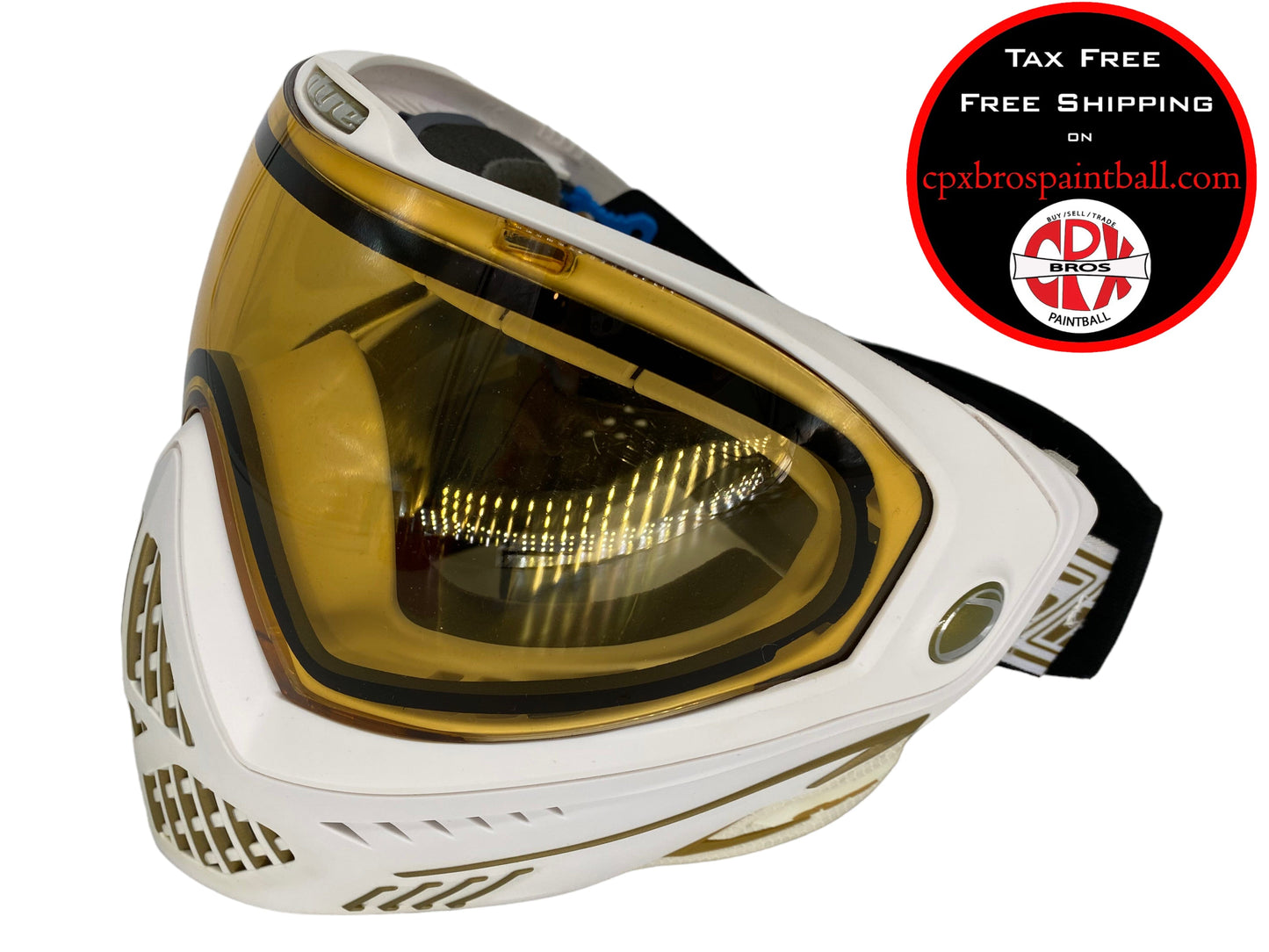 Used DYE Invision I5 Paintball Goggle System White Gold w/ Case Paintball Gun from CPXBrosPaintball Buy/Sell/Trade Paintball Markers, Paintball Hoppers, Paintball Masks, and Hormesis Headbands