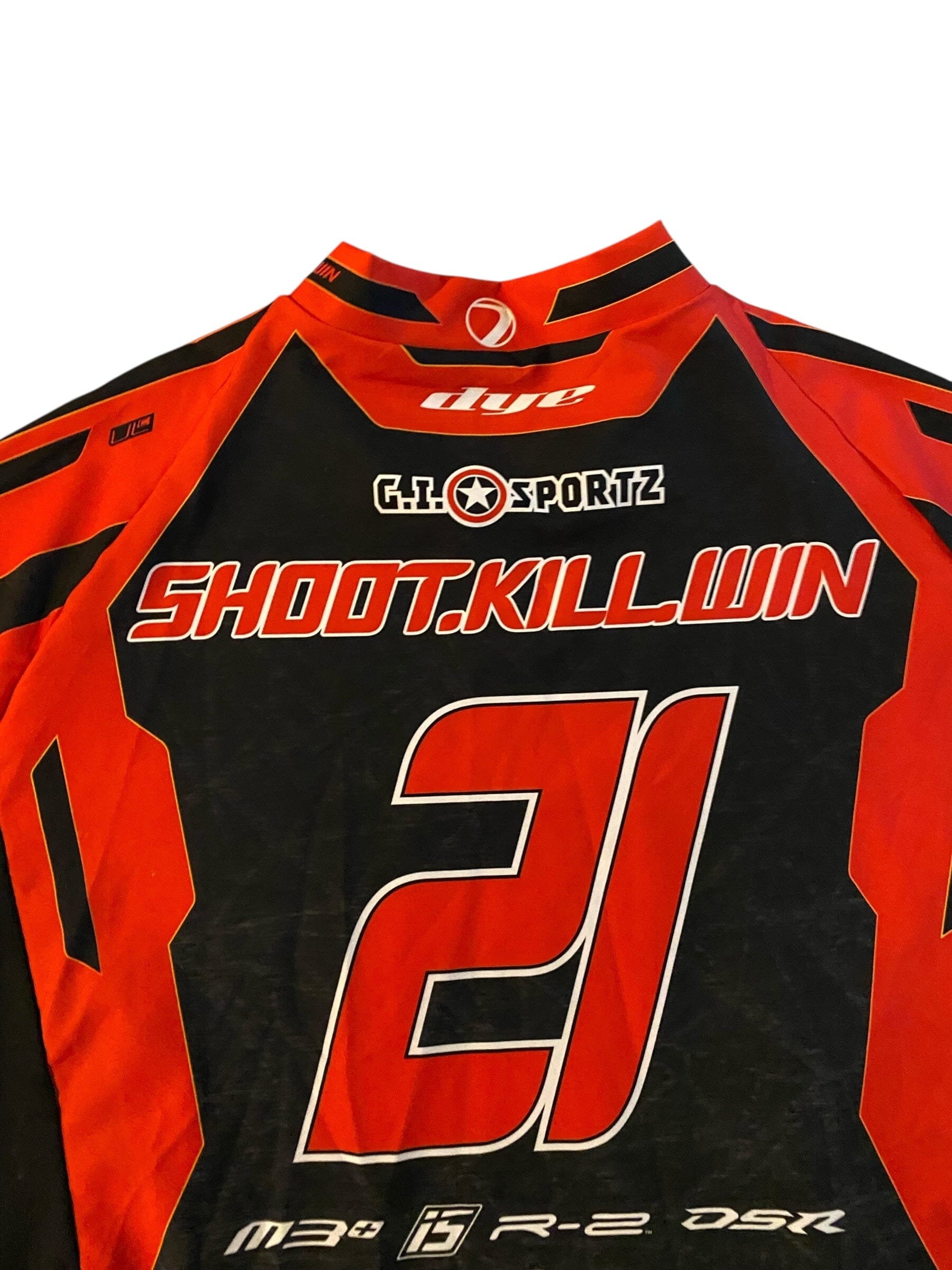 Used Dye UL-C IRONMEN-SHOOT KILL WIN-Paintball Jersey size Large Paintball Gun from CPXBrosPaintball Buy/Sell/Trade Paintball Markers, New Paintball Guns, Paintball Hoppers, Paintball Masks, and Hormesis Headbands