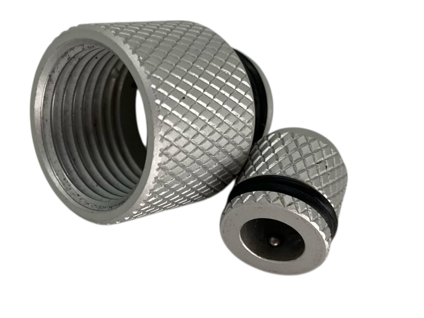 Used HK Army Tank Regulator Thread Saver Combo Set - Silver Paintball Gun from CPXBrosPaintball Buy/Sell/Trade Paintball Markers, New Paintball Guns, Paintball Hoppers, Paintball Masks, and Hormesis Headbands