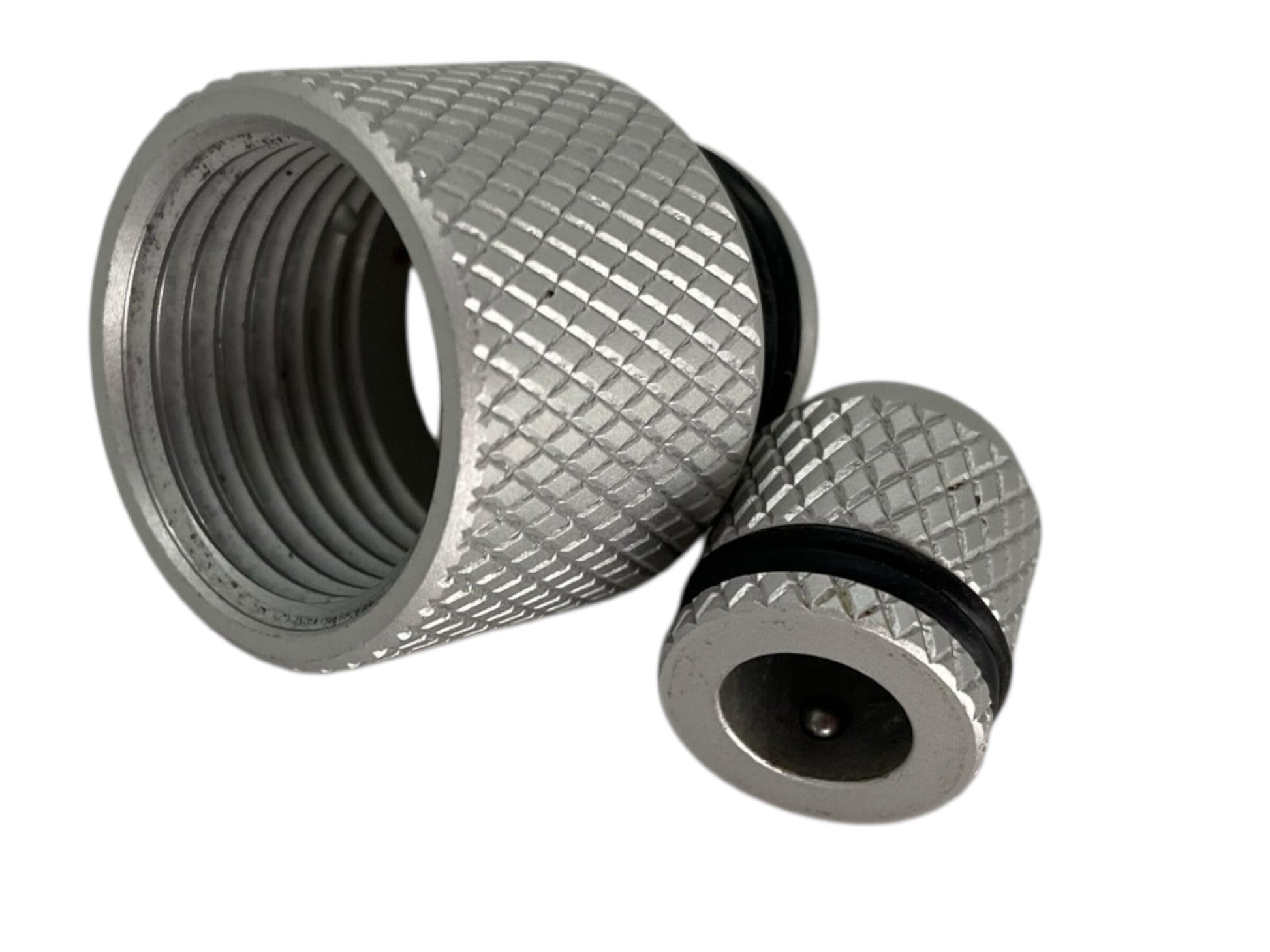 Used HK Army Tank Regulator Thread Saver Combo Set - Silver Paintball Gun from CPXBrosPaintball Buy/Sell/Trade Paintball Markers, New Paintball Guns, Paintball Hoppers, Paintball Masks, and Hormesis Headbands