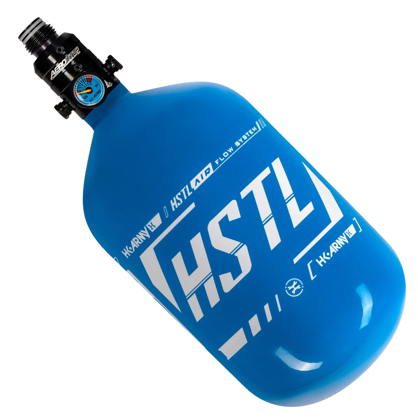Used HSTL - Carbon Fiber Tank - PRO Reg - 68ci / 4500psi - Blue/White Paintball Gun from HK Army Clothing Buy/Sell/Trade Paintball Markers, New Paintball Guns, Paintball Hoppers, Paintball Masks, and Hormesis Headbands
