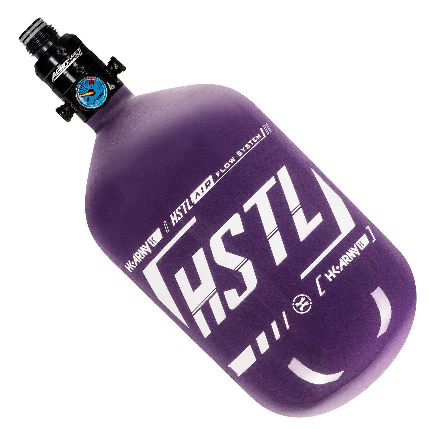 Used HSTL - Carbon Fiber Tank - PRO Reg - 68ci / 4500psi - Purple/White Paintball Gun from HK Army Clothing Buy/Sell/Trade Paintball Markers, New Paintball Guns, Paintball Hoppers, Paintball Masks, and Hormesis Headbands