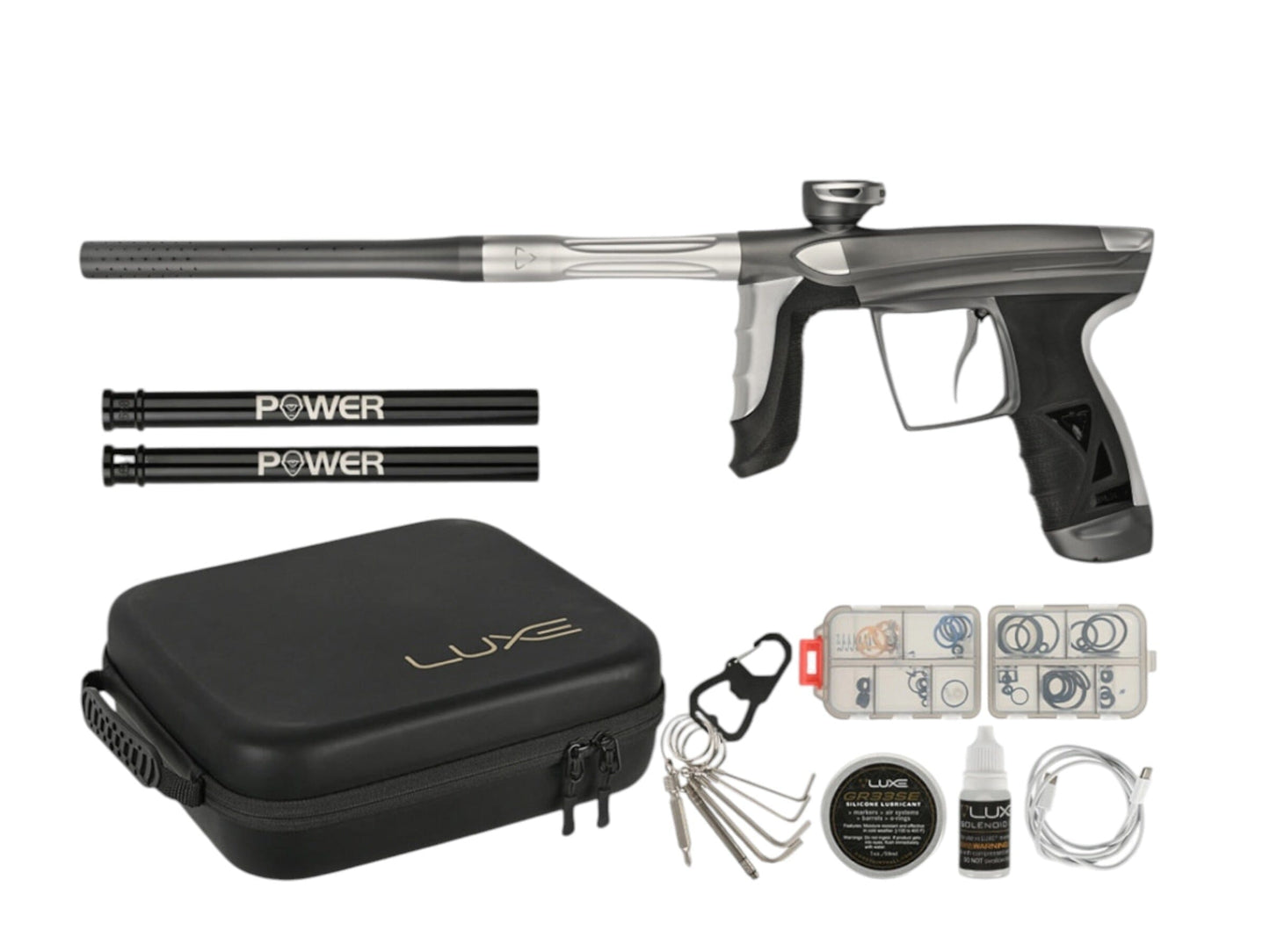 Used IN STOCK NEW DLX LUXE AIRE -Dust Grey/Dust Silver Paintball Gun from CPXBrosPaintball Buy/Sell/Trade Paintball Markers, New Paintball Guns, Paintball Hoppers, Paintball Masks, and Hormesis Headbands