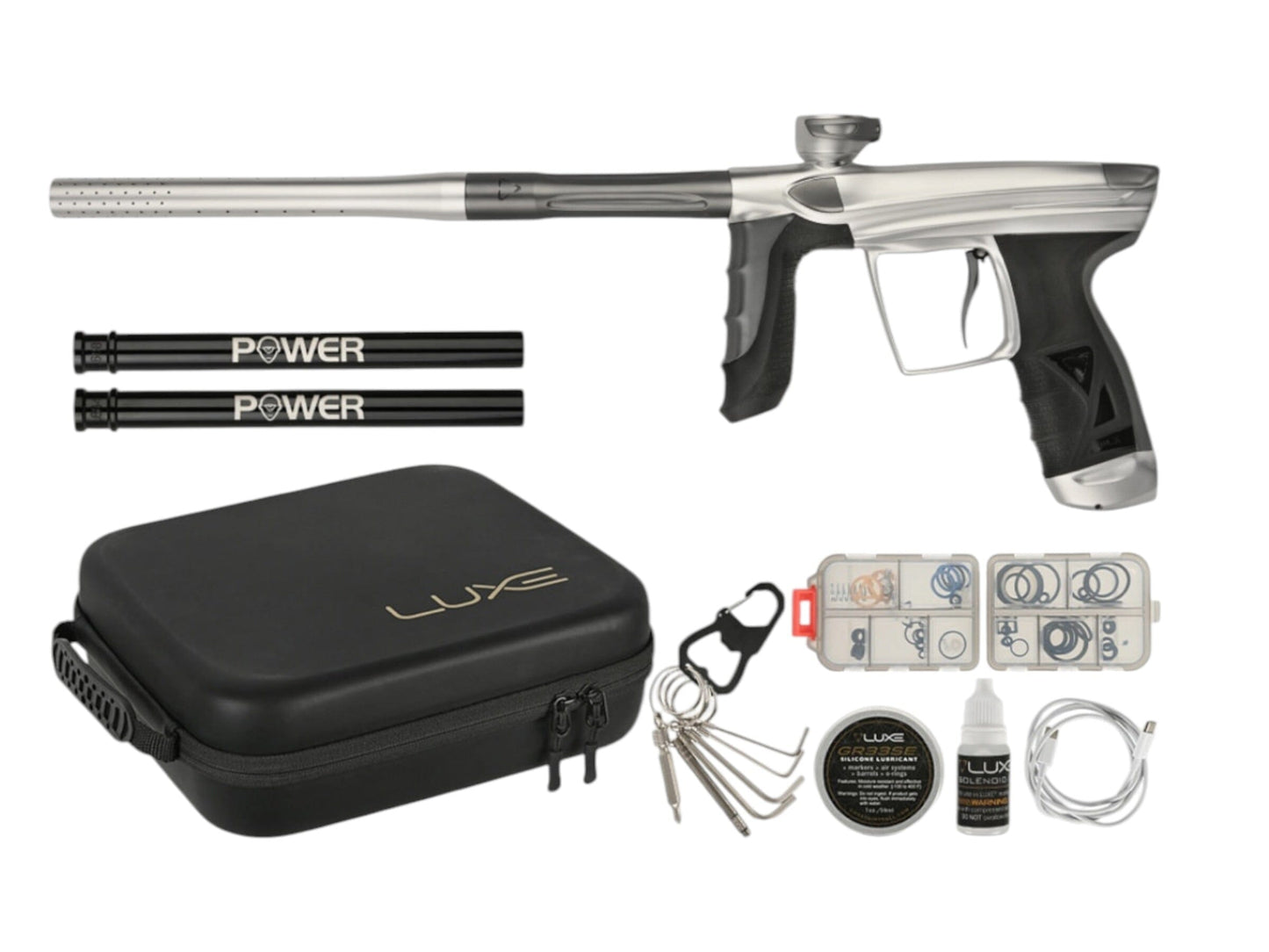 Used IN STOCK NEW DLX LUXE AIRE -Dust Silver/Dust Grey Paintball Gun from CPXBrosPaintball Buy/Sell/Trade Paintball Markers, New Paintball Guns, Paintball Hoppers, Paintball Masks, and Hormesis Headbands