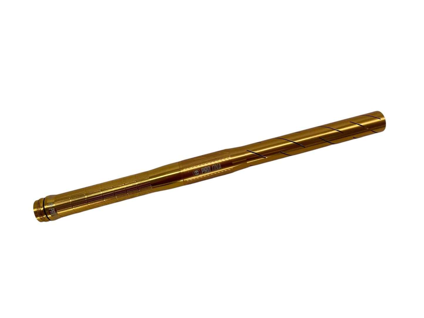 Used Infamous Silencio Power Grip + Silencio S63 Barrel Tip - Double Helix - Gloss Gold Paintball Gun from CPXBrosPaintball Buy/Sell/Trade Paintball Markers, New Paintball Guns, Paintball Hoppers, Paintball Masks, and Hormesis Headbands