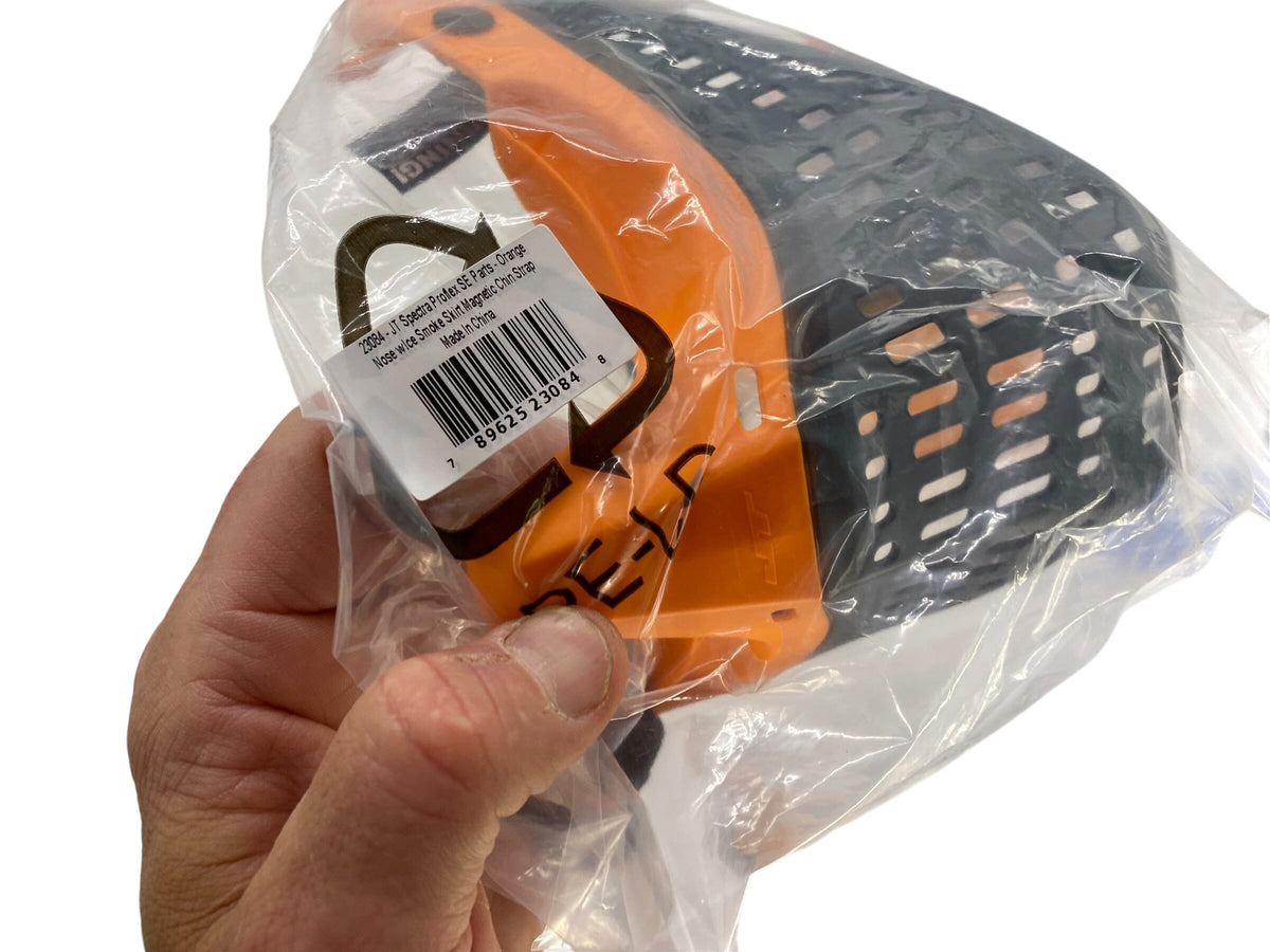 Used JT Spectra Profex SE Parts - Orange Nose w/Ice Smoke Skirt Magnetic Chin Strap Paintball Gun from CPXBrosPaintball Buy/Sell/Trade Paintball Markers, New Paintball Guns, Paintball Hoppers, Paintball Masks, and Hormesis Headbands