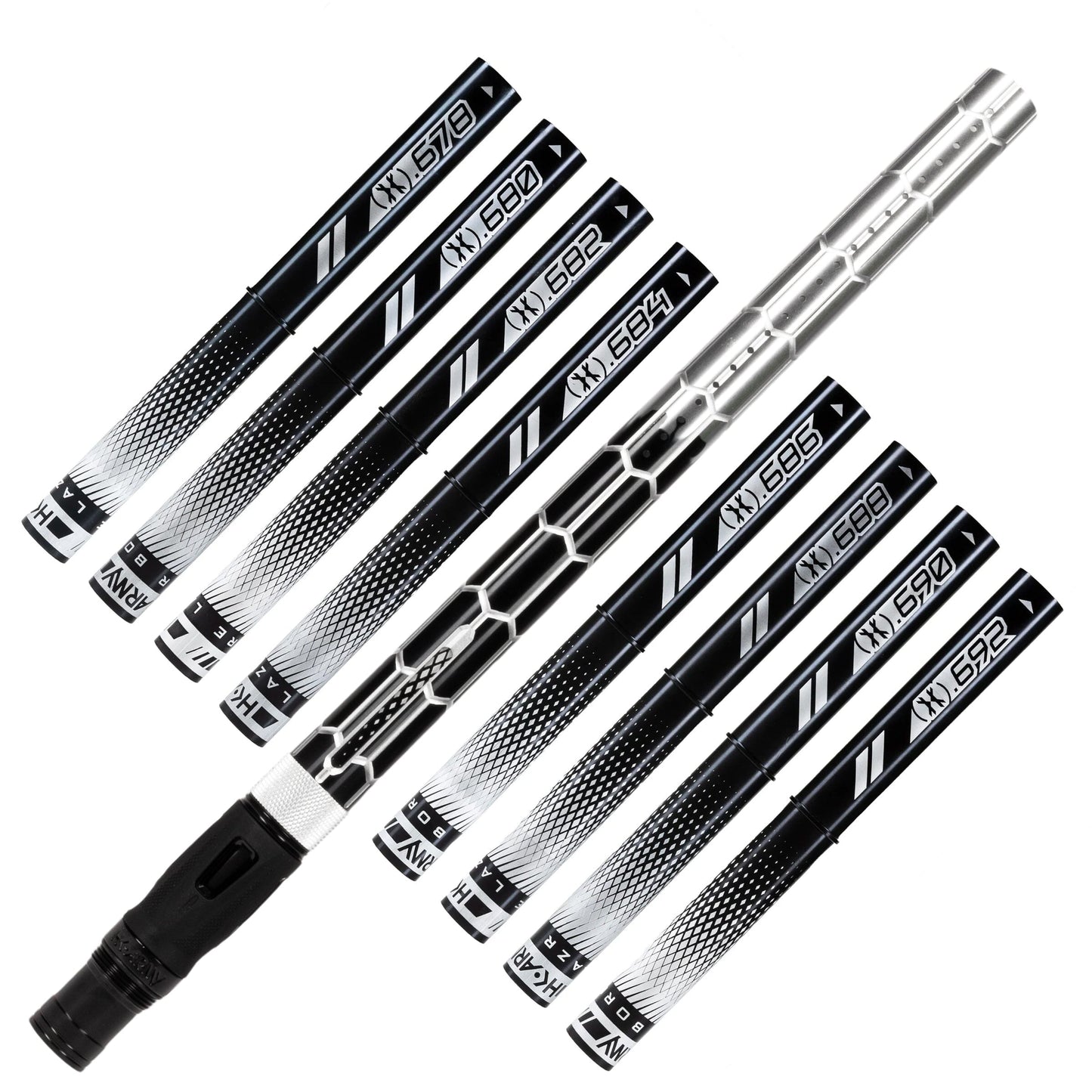 Used LAZR Elite Nexus Barrel Kit - 15" Black/Silver Fade - Black Inserts - Cocker Threads Paintball Gun from HK Army Clothing Buy/Sell/Trade Paintball Markers, New Paintball Guns, Paintball Hoppers, Paintball Masks, and Hormesis Headbands