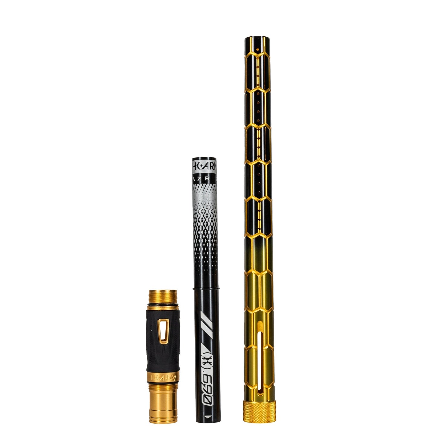 Used LAZR Elite Nexus Barrel Kit - 15" Gold/Black Black Inserts - Cocker Threads Paintball Gun from HK Army Clothing Buy/Sell/Trade Paintball Markers, New Paintball Guns, Paintball Hoppers, Paintball Masks, and Hormesis Headbands