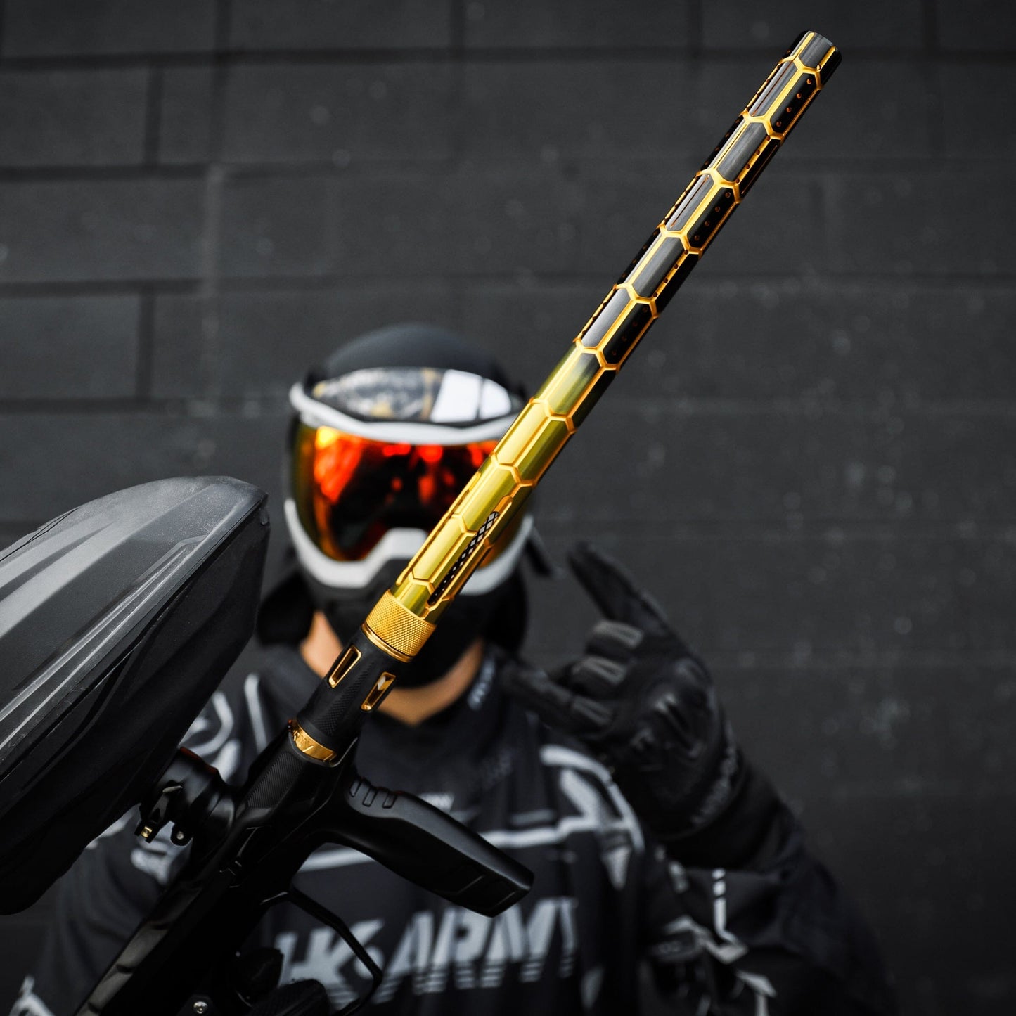 Used LAZR Elite Nexus Barrel Kit - 15" Gold/Black Black Inserts - Cocker Threads Paintball Gun from HK Army Clothing Buy/Sell/Trade Paintball Markers, New Paintball Guns, Paintball Hoppers, Paintball Masks, and Hormesis Headbands