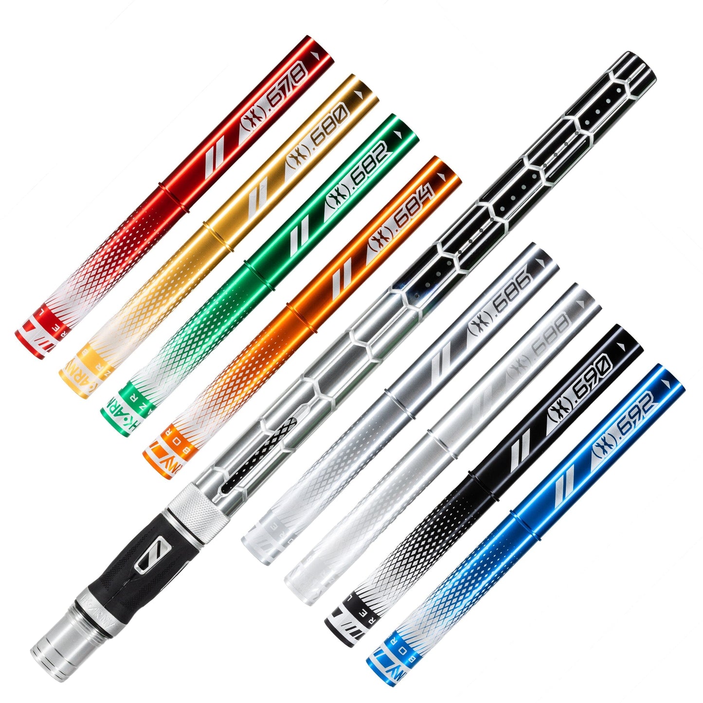 Used LAZR Elite Nexus Barrel Kit - 15" Silver/Black Colored Inserts - Cocker Threads Paintball Gun from HK Army Clothing Buy/Sell/Trade Paintball Markers, New Paintball Guns, Paintball Hoppers, Paintball Masks, and Hormesis Headbands