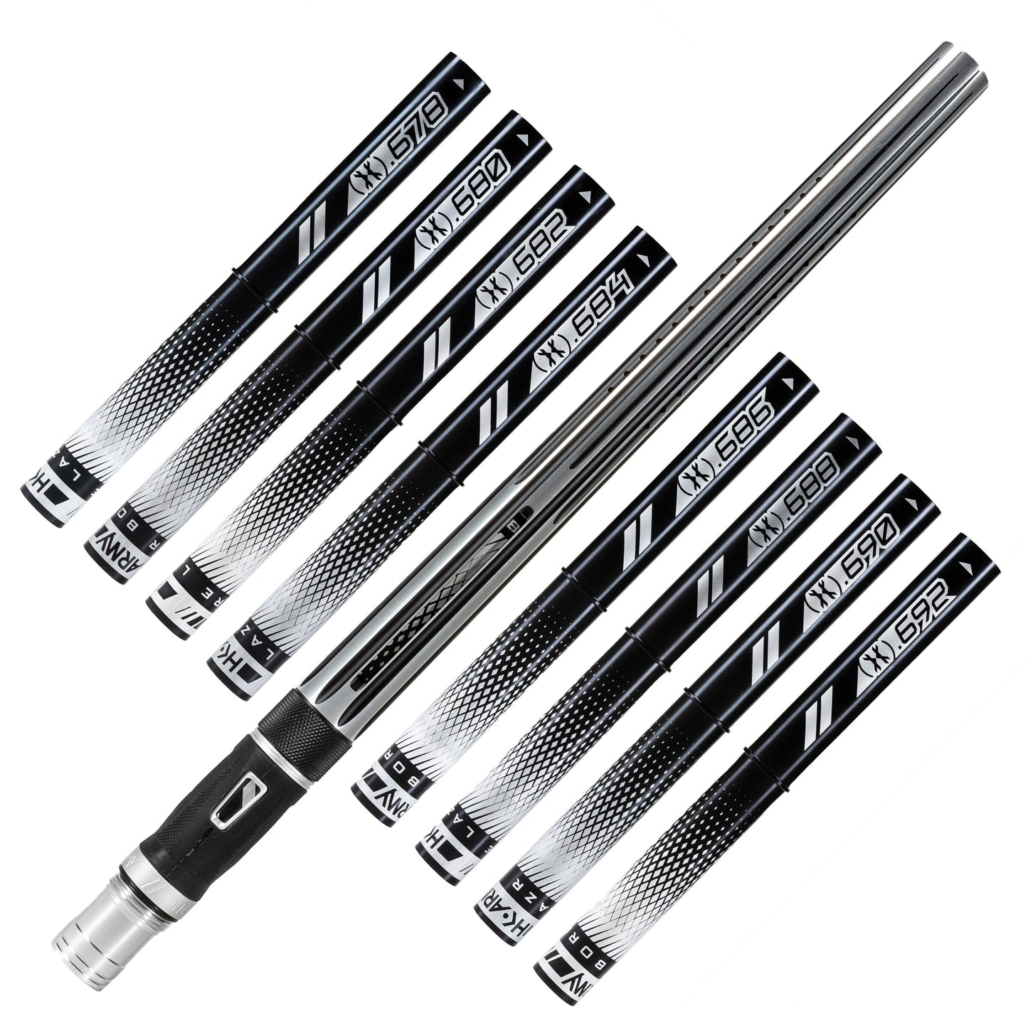 Used LAZR Elite Nova Barrel Kit - 15" Silver/Black - Black Inserts - Cocker Threads Paintball Gun from HK Army Clothing Buy/Sell/Trade Paintball Markers, New Paintball Guns, Paintball Hoppers, Paintball Masks, and Hormesis Headbands
