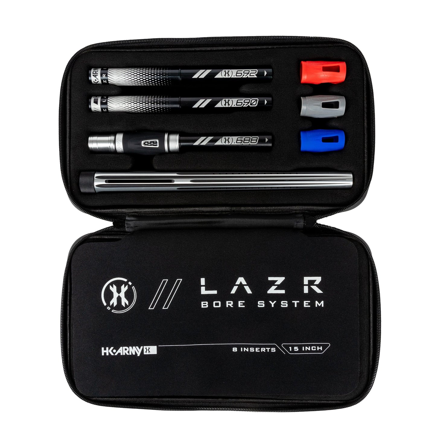 Used LAZR Elite Nova Barrel Kit - 15" Silver/Black - Black Inserts - Cocker Threads Paintball Gun from HK Army Clothing Buy/Sell/Trade Paintball Markers, New Paintball Guns, Paintball Hoppers, Paintball Masks, and Hormesis Headbands