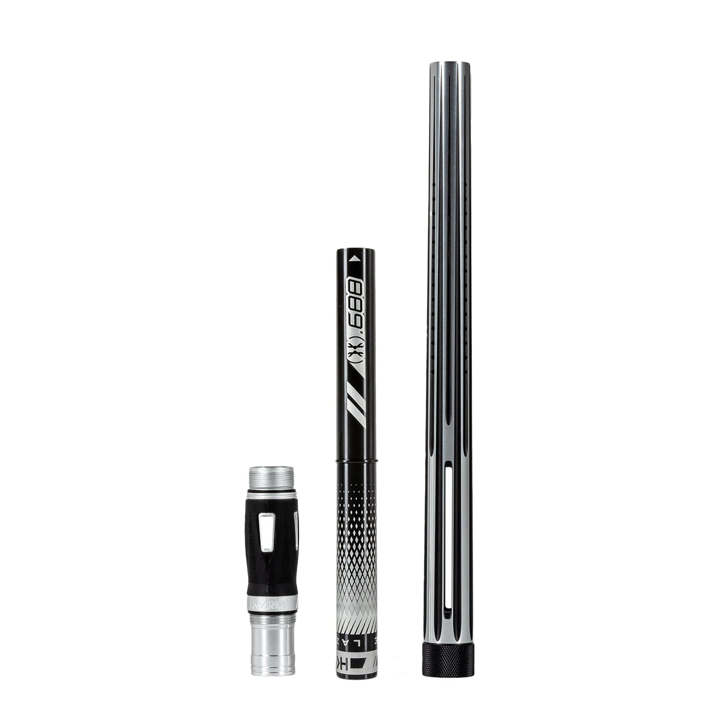 Used LAZR Elite Nova Barrel Kit - 15" Silver/Black - Black Inserts - Cocker Threads Paintball Gun from HK Army Clothing Buy/Sell/Trade Paintball Markers, New Paintball Guns, Paintball Hoppers, Paintball Masks, and Hormesis Headbands