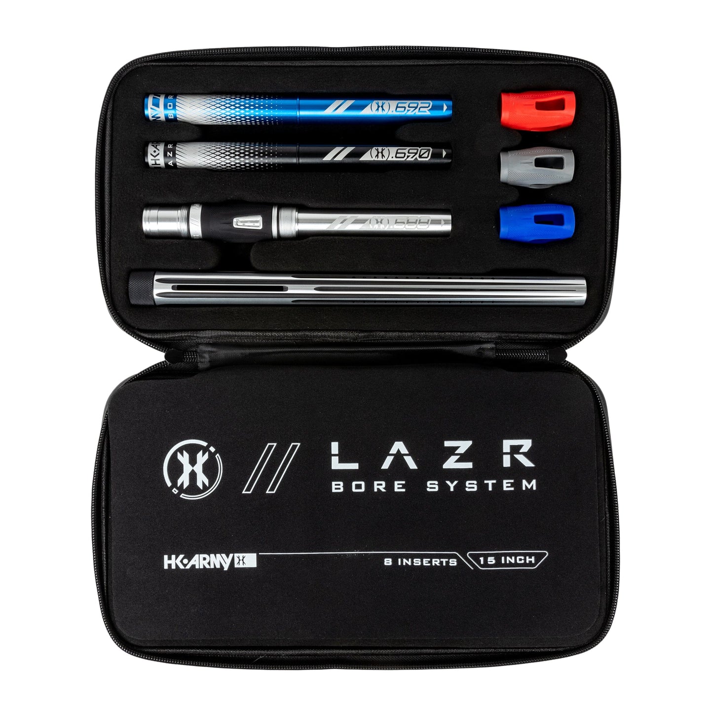 Used LAZR Elite Nova Barrel Kit - 15" Silver/Black - Colored Inserts - Cocker Threads Paintball Gun from HK Army Clothing Buy/Sell/Trade Paintball Markers, New Paintball Guns, Paintball Hoppers, Paintball Masks, and Hormesis Headbands