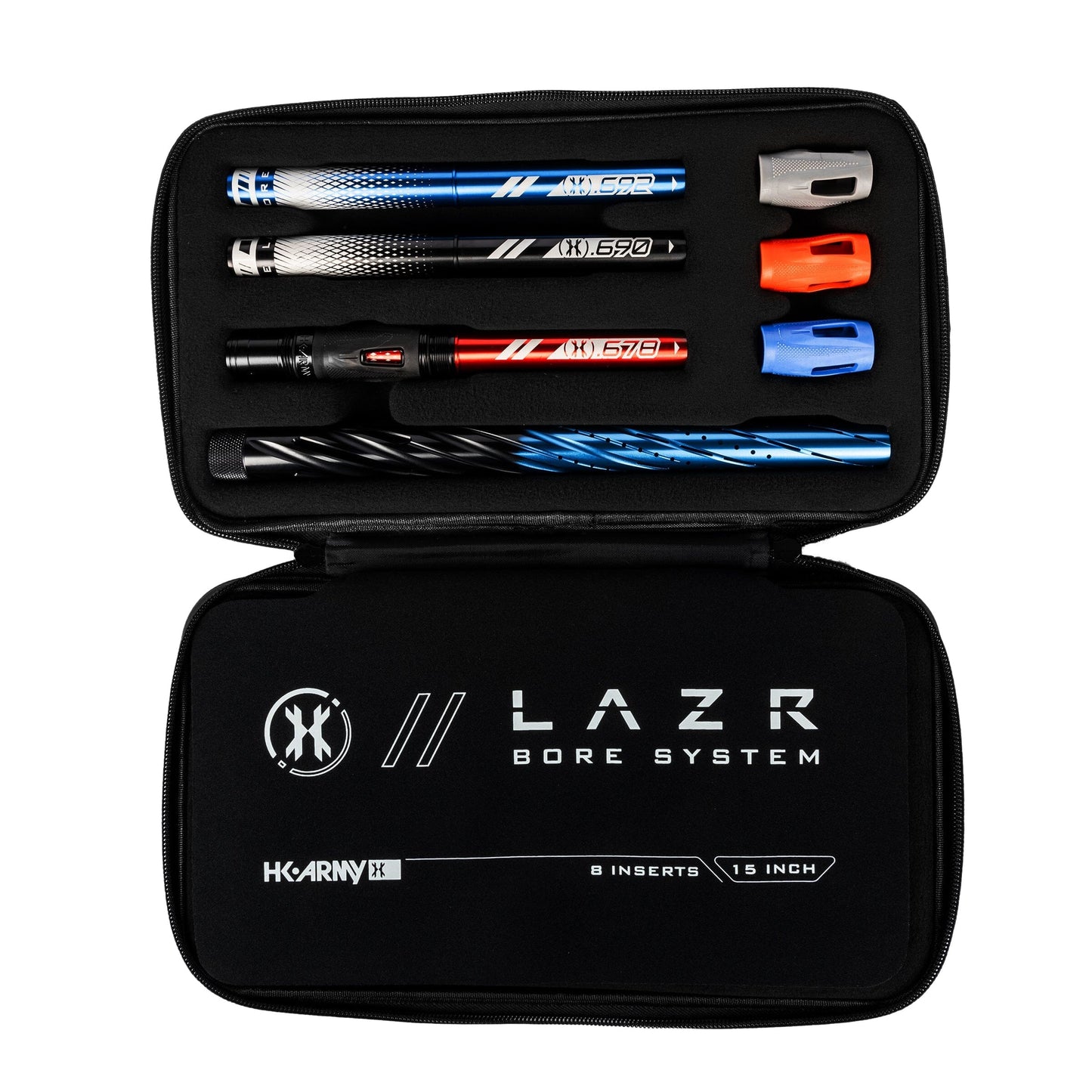 Used LAZR Elite Orbit Barrel Kit - 15" Black/Blue Fade - Colored Inserts - Cocker Threads Paintball Gun from HK Army Clothing Buy/Sell/Trade Paintball Markers, New Paintball Guns, Paintball Hoppers, Paintball Masks, and Hormesis Headbands