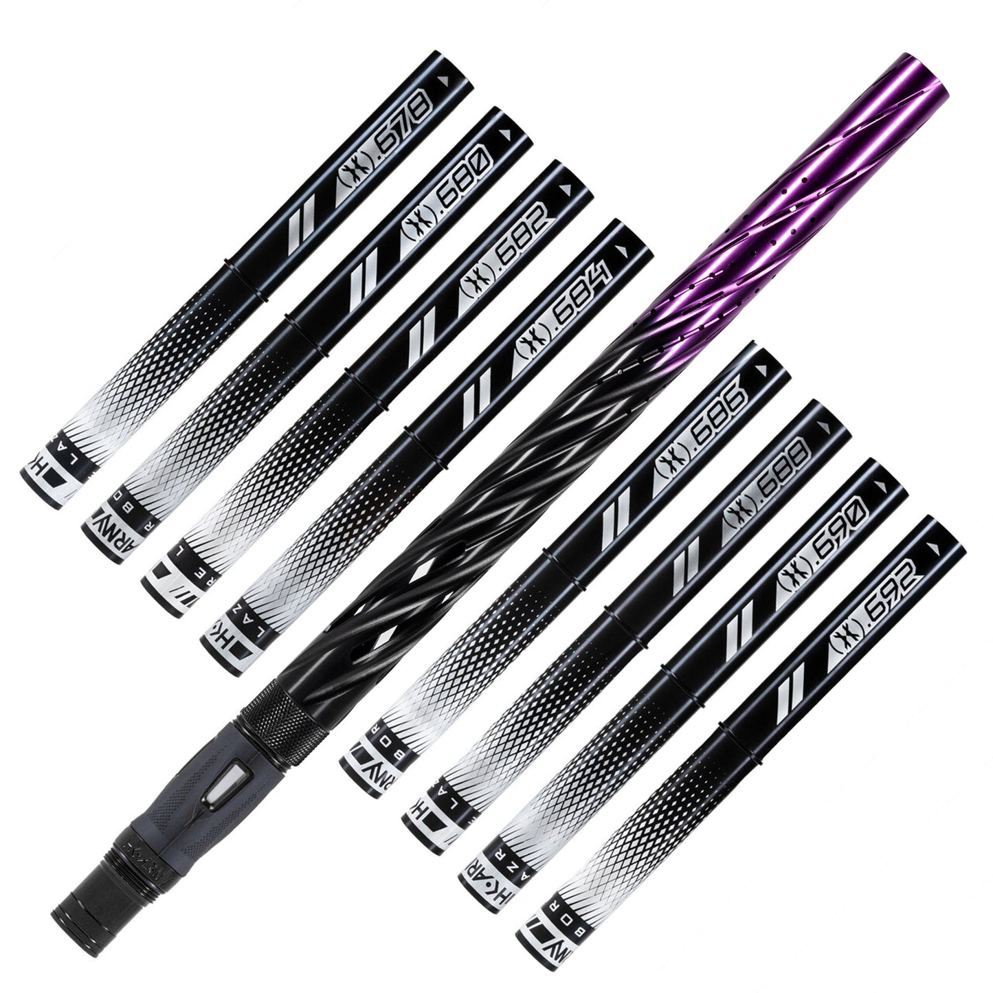 Used LAZR Elite Orbit Barrel Kit - 15" Black/Purple Fade - Black Inserts - Cocker Threads Paintball Gun from HK Army Clothing Buy/Sell/Trade Paintball Markers, New Paintball Guns, Paintball Hoppers, Paintball Masks, and Hormesis Headbands