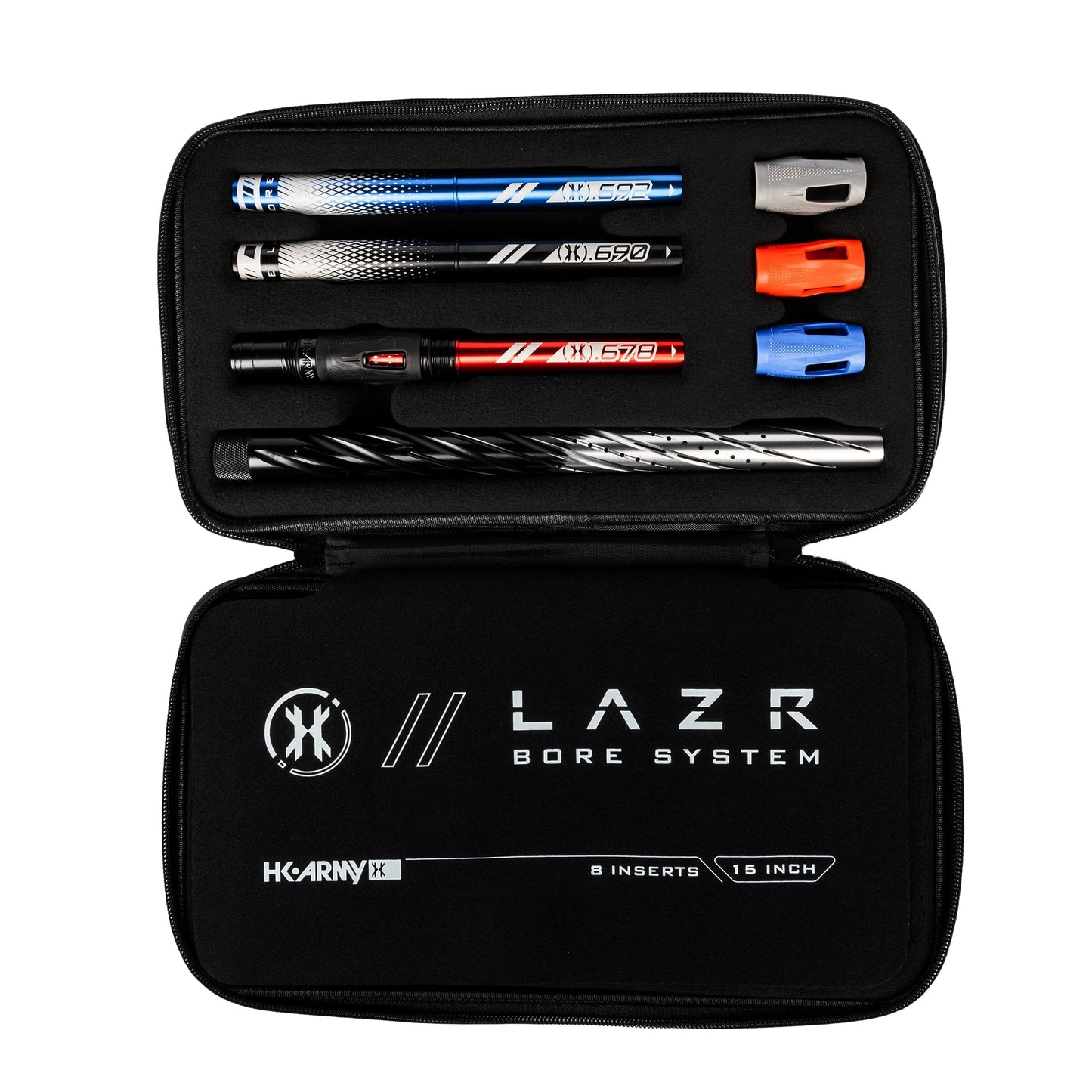Used LAZR Elite Orbit Barrel Kit - 15" Black/Silver Fade - Colored Inserts - Cocker Threads Paintball Gun from HK Army Clothing Buy/Sell/Trade Paintball Markers, New Paintball Guns, Paintball Hoppers, Paintball Masks, and Hormesis Headbands