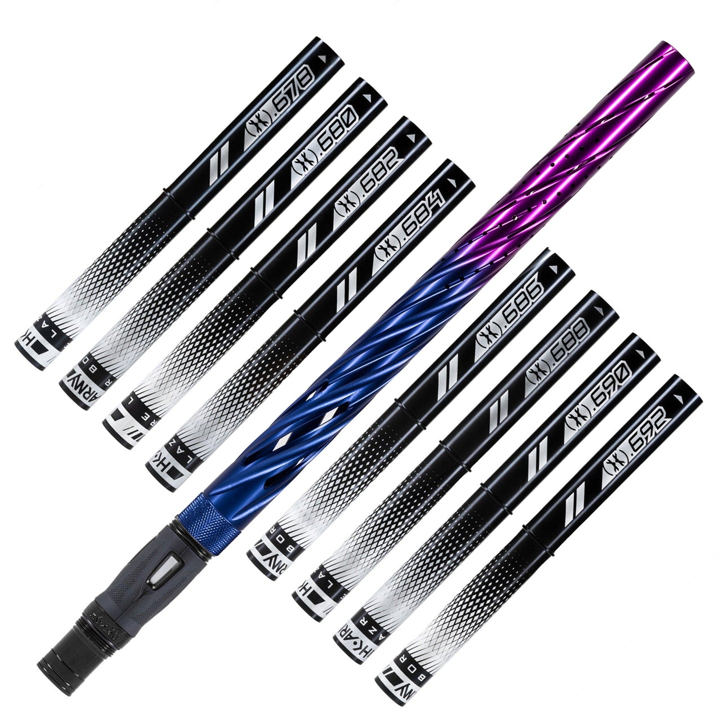 Used LAZR Elite Orbit Barrel Kit - 15" Blue/Purple Fade - Black Inserts - Cocker Threads Paintball Gun from HK Army Clothing Buy/Sell/Trade Paintball Markers, New Paintball Guns, Paintball Hoppers, Paintball Masks, and Hormesis Headbands