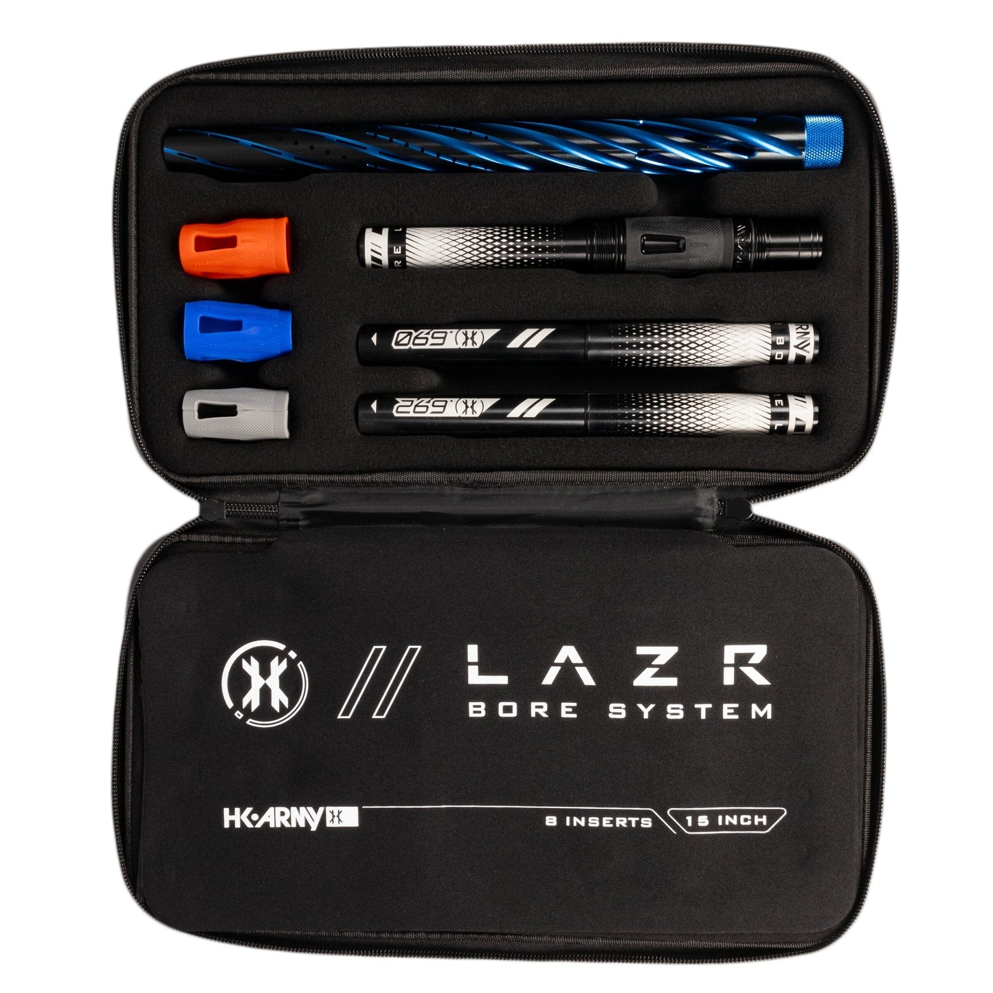 Used LAZR Elite Orbit Barrel Kit - 15" Dust Blue/Black - Black Inserts - Cocker Threads Paintball Gun from HK Army Clothing Buy/Sell/Trade Paintball Markers, New Paintball Guns, Paintball Hoppers, Paintball Masks, and Hormesis Headbands
