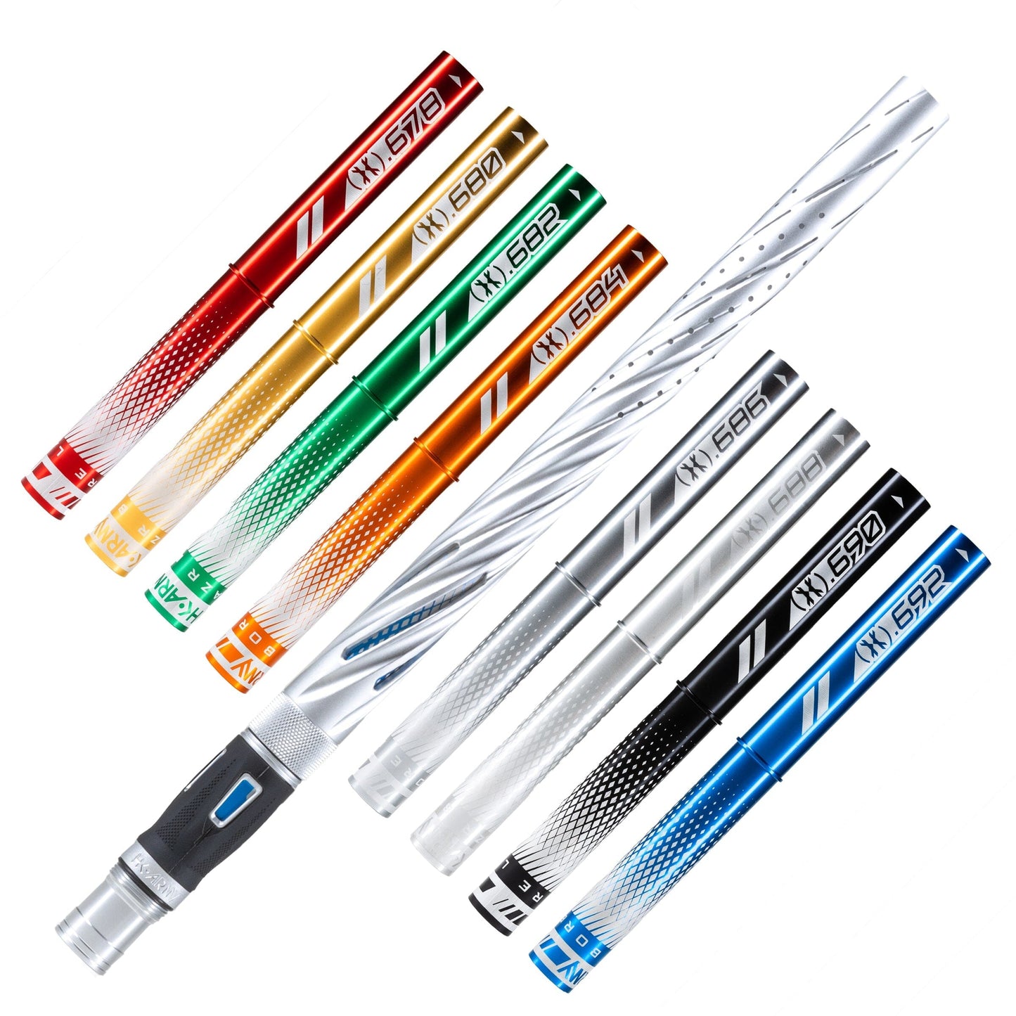 Used LAZR Elite Orbit Barrel Kit - 15" Dust Silver/Colored Inserts - Cocker Threads Paintball Gun from HK Army Clothing Buy/Sell/Trade Paintball Markers, New Paintball Guns, Paintball Hoppers, Paintball Masks, and Hormesis Headbands