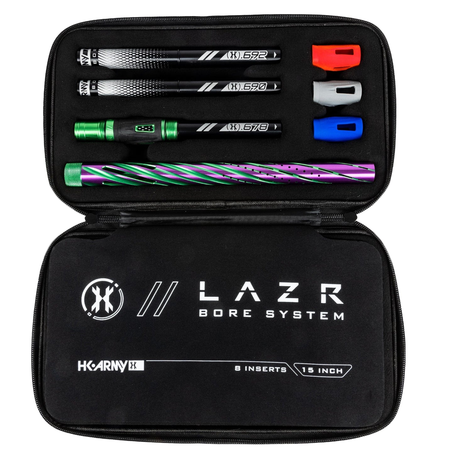 Used LAZR Elite Orbit Barrel Kit - 15" Green/Purple Black Inserts - Cocker Threads Paintball Gun from HK Army Clothing Buy/Sell/Trade Paintball Markers, New Paintball Guns, Paintball Hoppers, Paintball Masks, and Hormesis Headbands