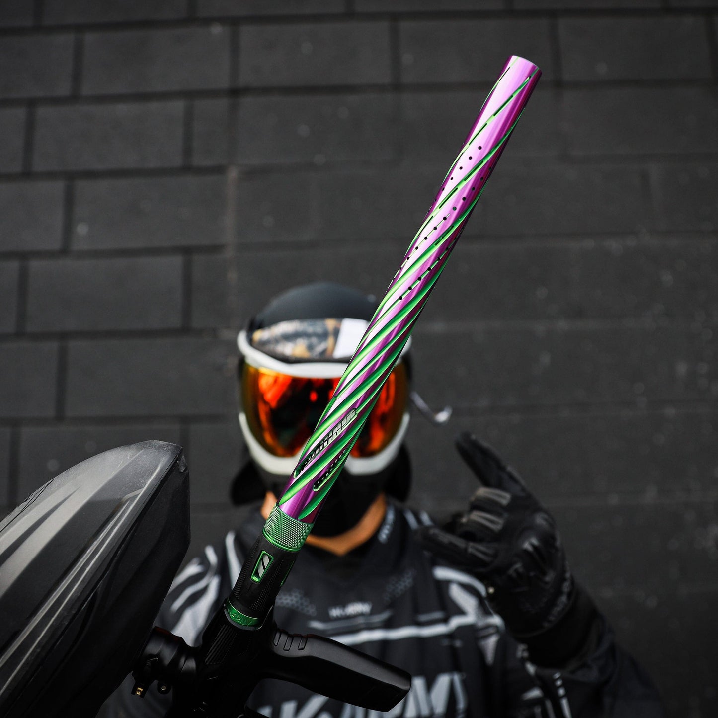 Used LAZR Elite Orbit Barrel Tip - Dust Green/Purple Paintball Gun from HK Army Clothing Buy/Sell/Trade Paintball Markers, New Paintball Guns, Paintball Hoppers, Paintball Masks, and Hormesis Headbands