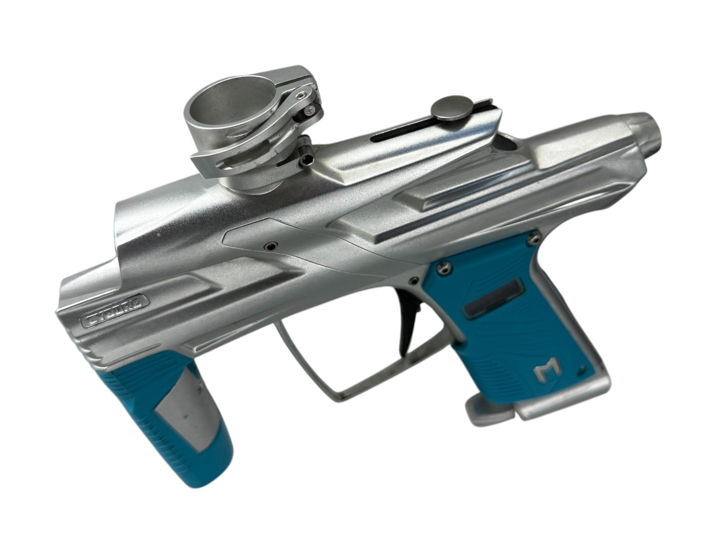 Used MacDev Cyborg 6 Paintball Gun Silver Paintball Gun from CPXBrosPaintball Buy/Sell/Trade Paintball Markers, New Paintball Guns, Paintball Hoppers, Paintball Masks, and Hormesis Headbands