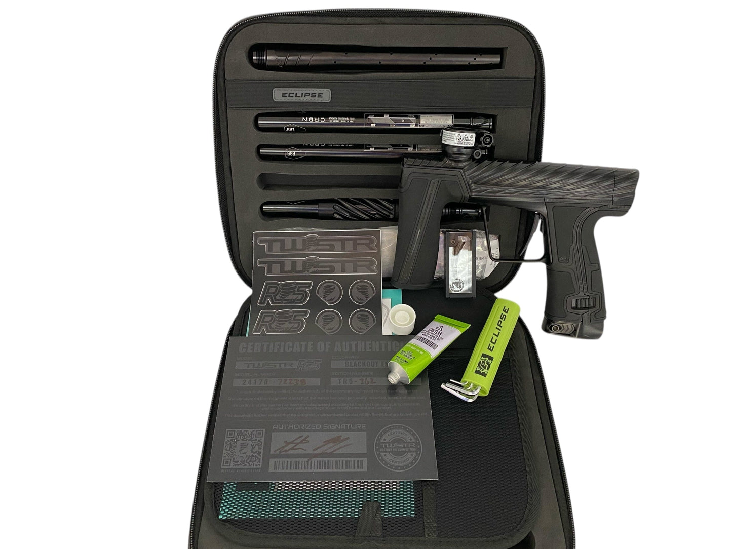 Used Minty Planet Eclipse TWISTER R5 REDACTED BLACKOUT EDITION Paintball Gun Paintball Gun from CPXBrosPaintball Buy/Sell/Trade Paintball Markers, New Paintball Guns, Paintball Hoppers, Paintball Masks, and Hormesis Headbands