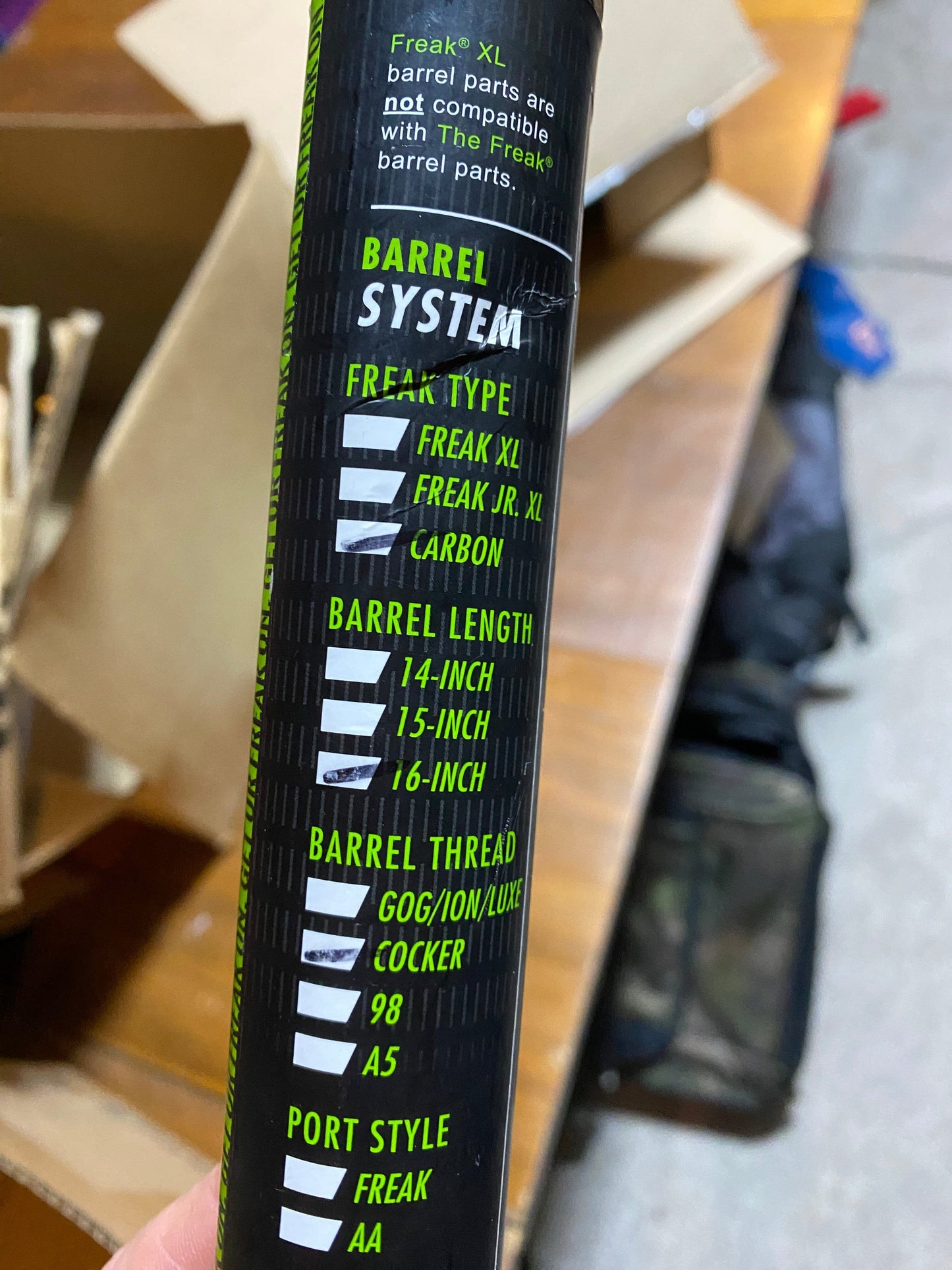 Used New Freak Carbon Fiber XL 16” Paintball Gun Barrel Autococker Threaded Paintball Gun from CPXBrosPaintball Buy/Sell/Trade Paintball Markers, New Paintball Guns, Paintball Hoppers, Paintball Masks, and Hormesis Headbands