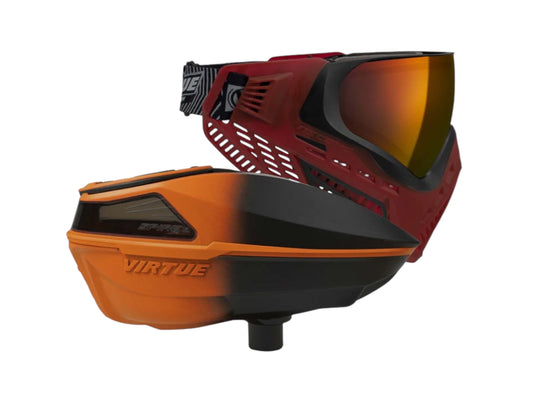 Used NEW Virtue Spire V + VIO X6 Combo - Orange Black Fire Paintball Gun from CPXBrosPaintball Buy/Sell/Trade Paintball Markers, New Paintball Guns, Paintball Hoppers, Paintball Masks, and Hormesis Headbands