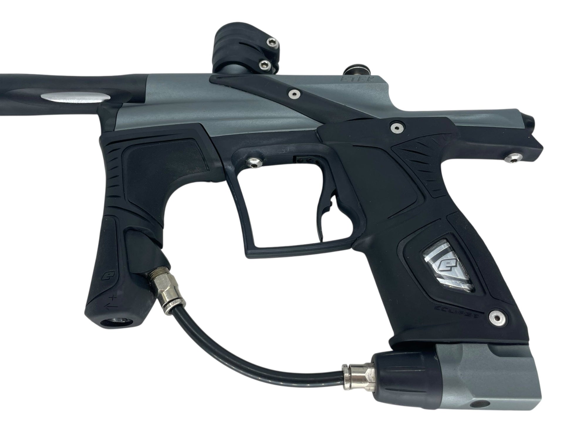 Used Planet Eclipse Etek 5 Paintball Gun Grey/Black Paintball Gun from CPXBrosPaintball Buy/Sell/Trade Paintball Markers, New Paintball Guns, Paintball Hoppers, Paintball Masks, and Hormesis Headbands