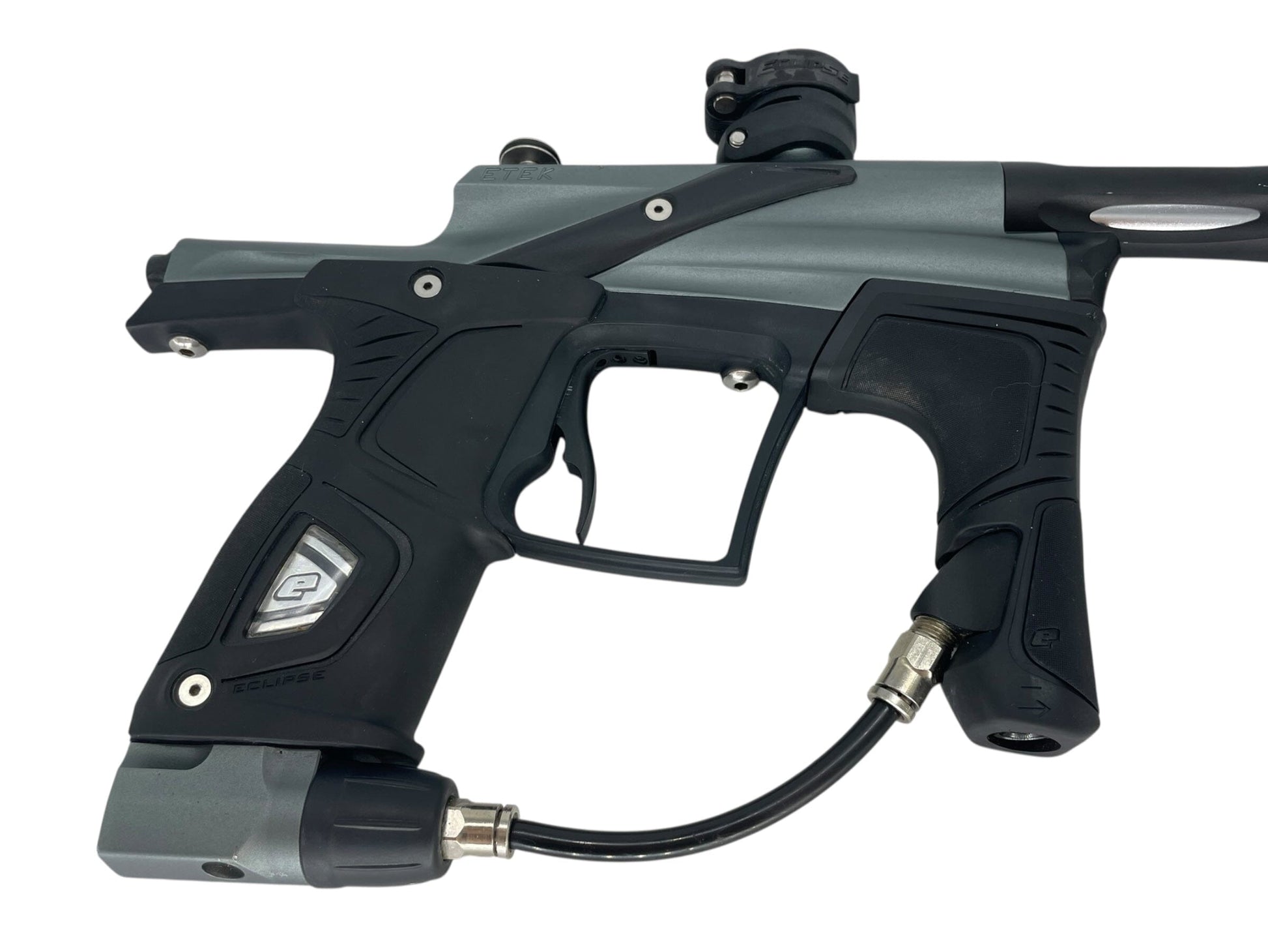 Used Planet Eclipse Etek 5 Paintball Gun Grey/Black Paintball Gun from CPXBrosPaintball Buy/Sell/Trade Paintball Markers, New Paintball Guns, Paintball Hoppers, Paintball Masks, and Hormesis Headbands