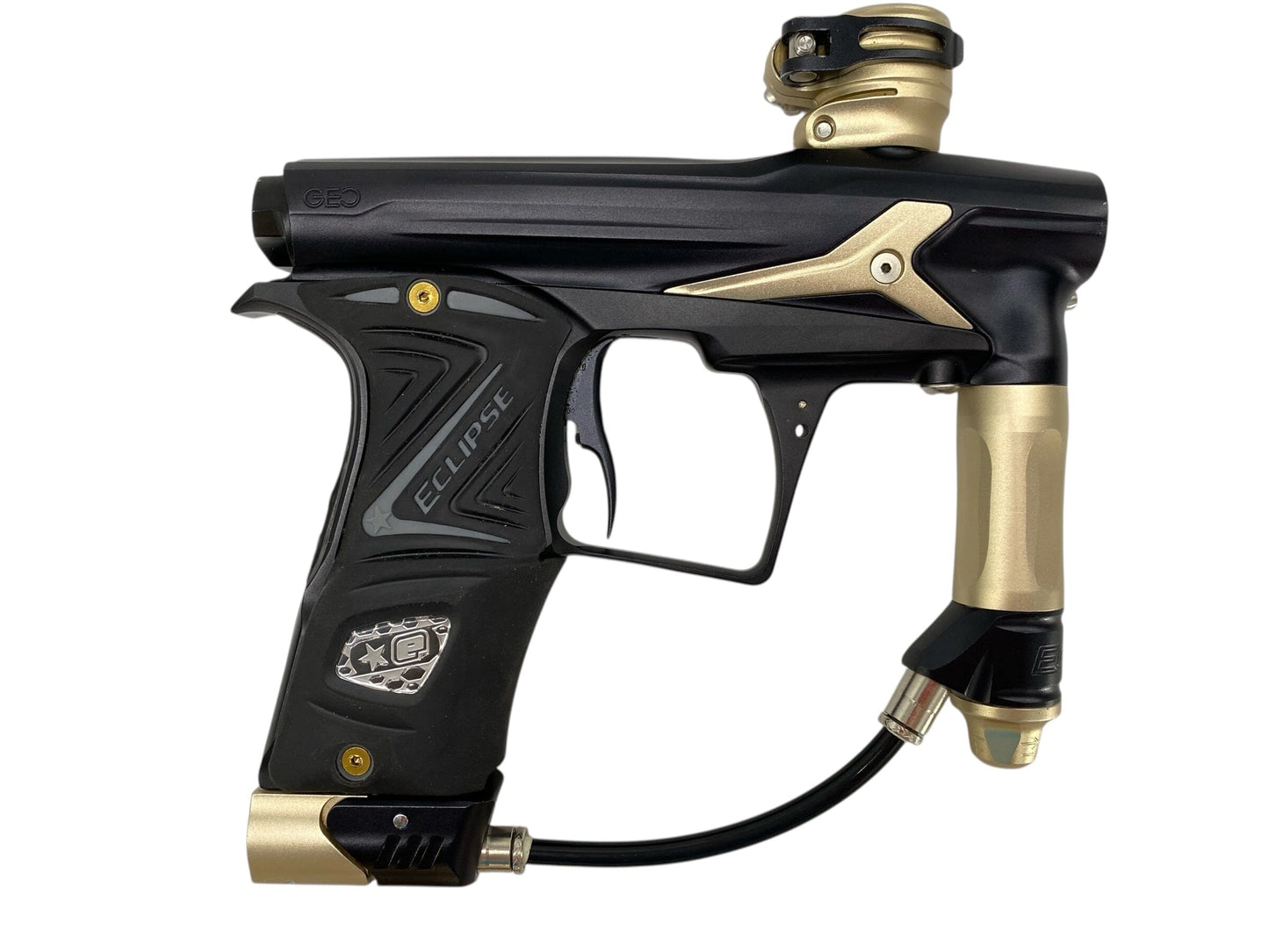 Used Planet Eclipse Geo 3 Paintball Gun Black/Gold Paintball Gun from CPXBrosPaintball Buy/Sell/Trade Paintball Markers, New Paintball Guns, Paintball Hoppers, Paintball Masks, and Hormesis Headbands