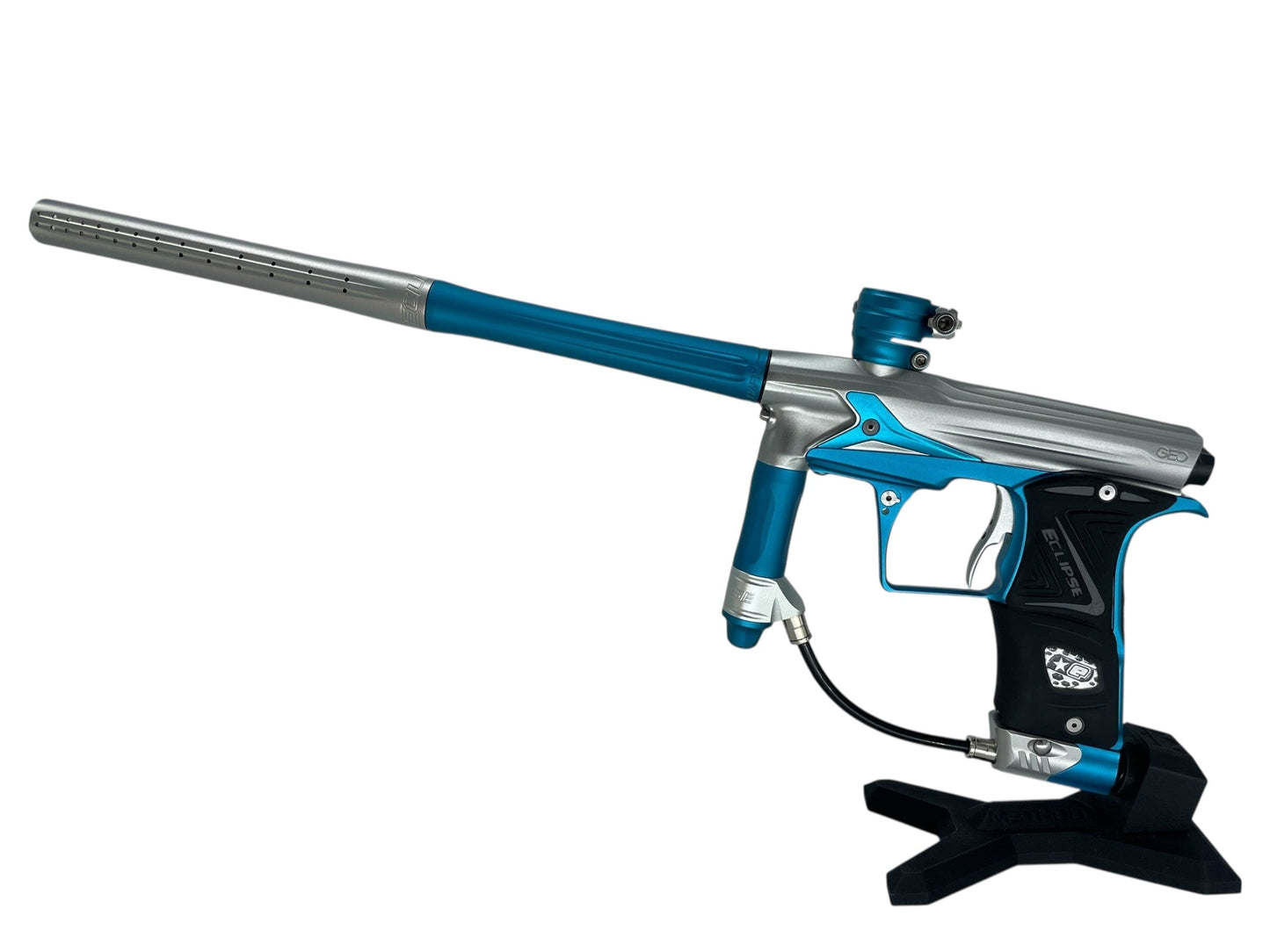 Used Planet Eclipse Geo 3 Paintball Gun Silver/Teal Paintball Gun from CPXBrosPaintball Buy/Sell/Trade Paintball Markers, New Paintball Guns, Paintball Hoppers, Paintball Masks, and Hormesis Headbands