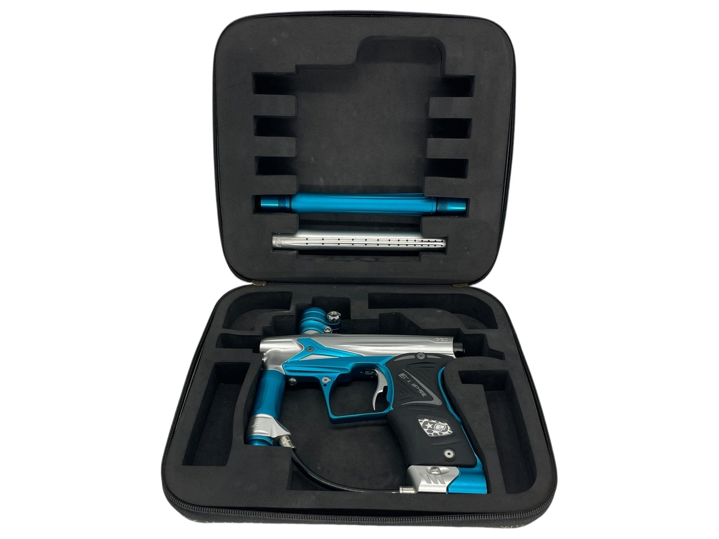 Used Planet Eclipse Geo 3 Paintball Gun Silver/Teal Paintball Gun from CPXBrosPaintball Buy/Sell/Trade Paintball Markers, New Paintball Guns, Paintball Hoppers, Paintball Masks, and Hormesis Headbands