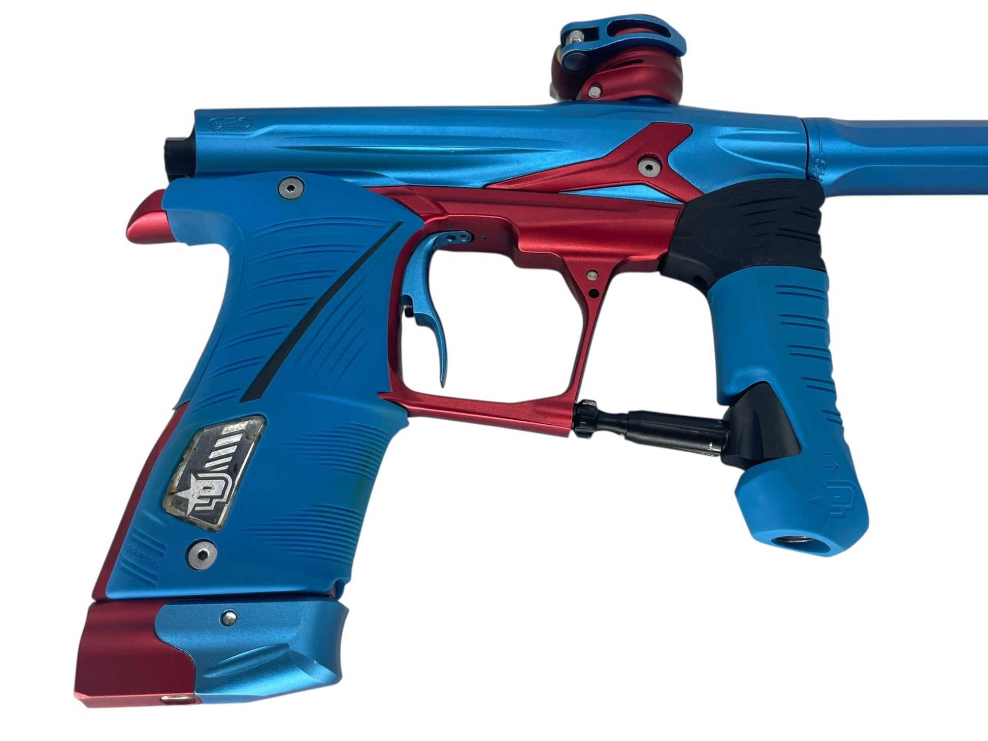 Used Planet Eclipse Geo 3.1 Paintball Gun Blue/Red Paintball Gun from CPXBrosPaintball Buy/Sell/Trade Paintball Markers, New Paintball Guns, Paintball Hoppers, Paintball Masks, and Hormesis Headbands
