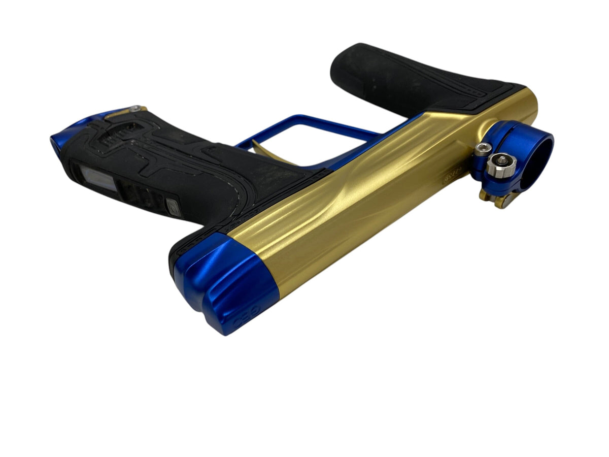 Used Planet Eclipse Geo R5 Gold/Blue Paintball Gun Paintball Gun from CPXBrosPaintball Buy/Sell/Trade Paintball Markers, New Paintball Guns, Paintball Hoppers, Paintball Masks, and Hormesis Headbands