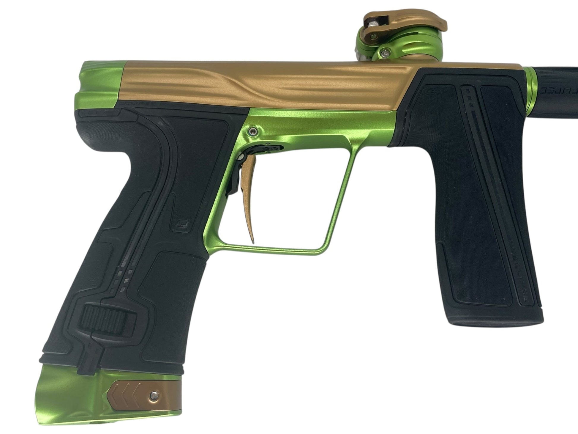 Used Planet Eclipse Geo R5 Paintball Gun Bronze/Green Paintball Gun from CPXBrosPaintball Buy/Sell/Trade Paintball Markers, New Paintball Guns, Paintball Hoppers, Paintball Masks, and Hormesis Headbands
