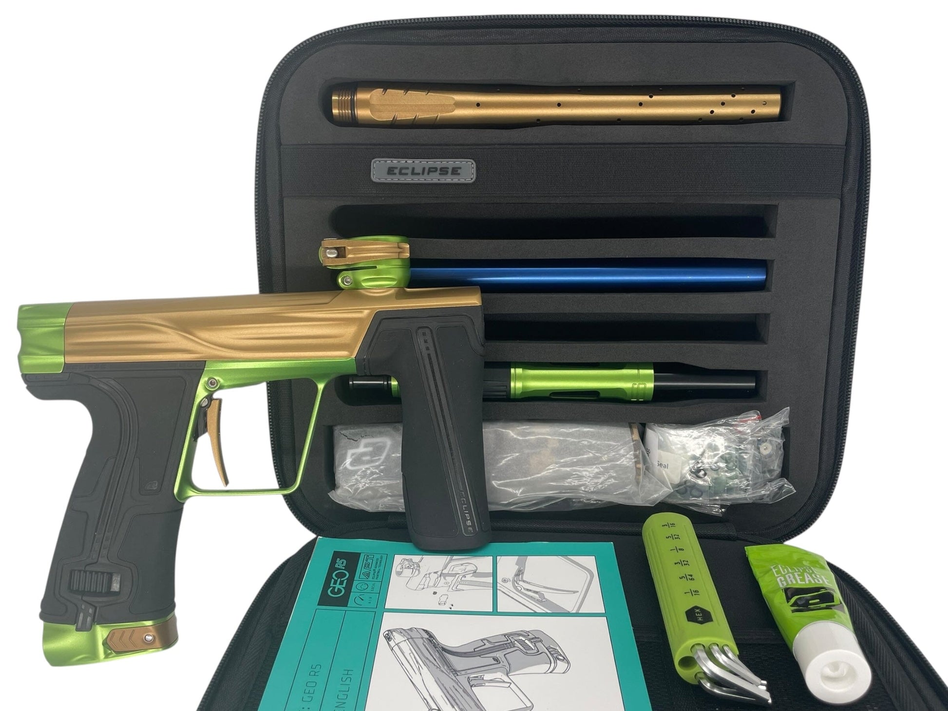 Used Planet Eclipse Geo R5 Paintball Gun Bronze/Green Paintball Gun from CPXBrosPaintball Buy/Sell/Trade Paintball Markers, New Paintball Guns, Paintball Hoppers, Paintball Masks, and Hormesis Headbands