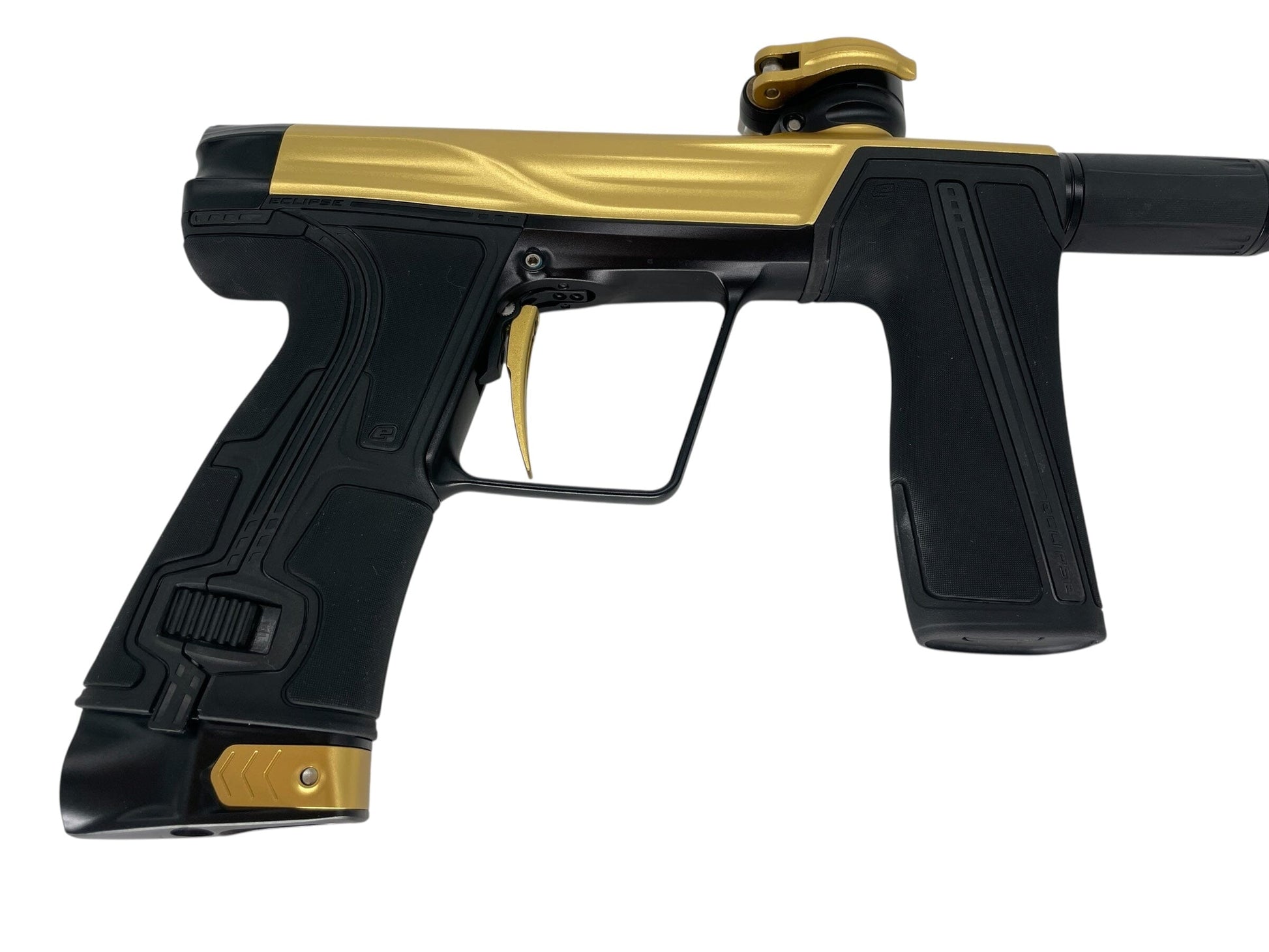 Used Planet Eclipse Geo R5 Paintball Gun Gold/Black Paintball Gun from CPXBrosPaintball Buy/Sell/Trade Paintball Markers, New Paintball Guns, Paintball Hoppers, Paintball Masks, and Hormesis Headbands
