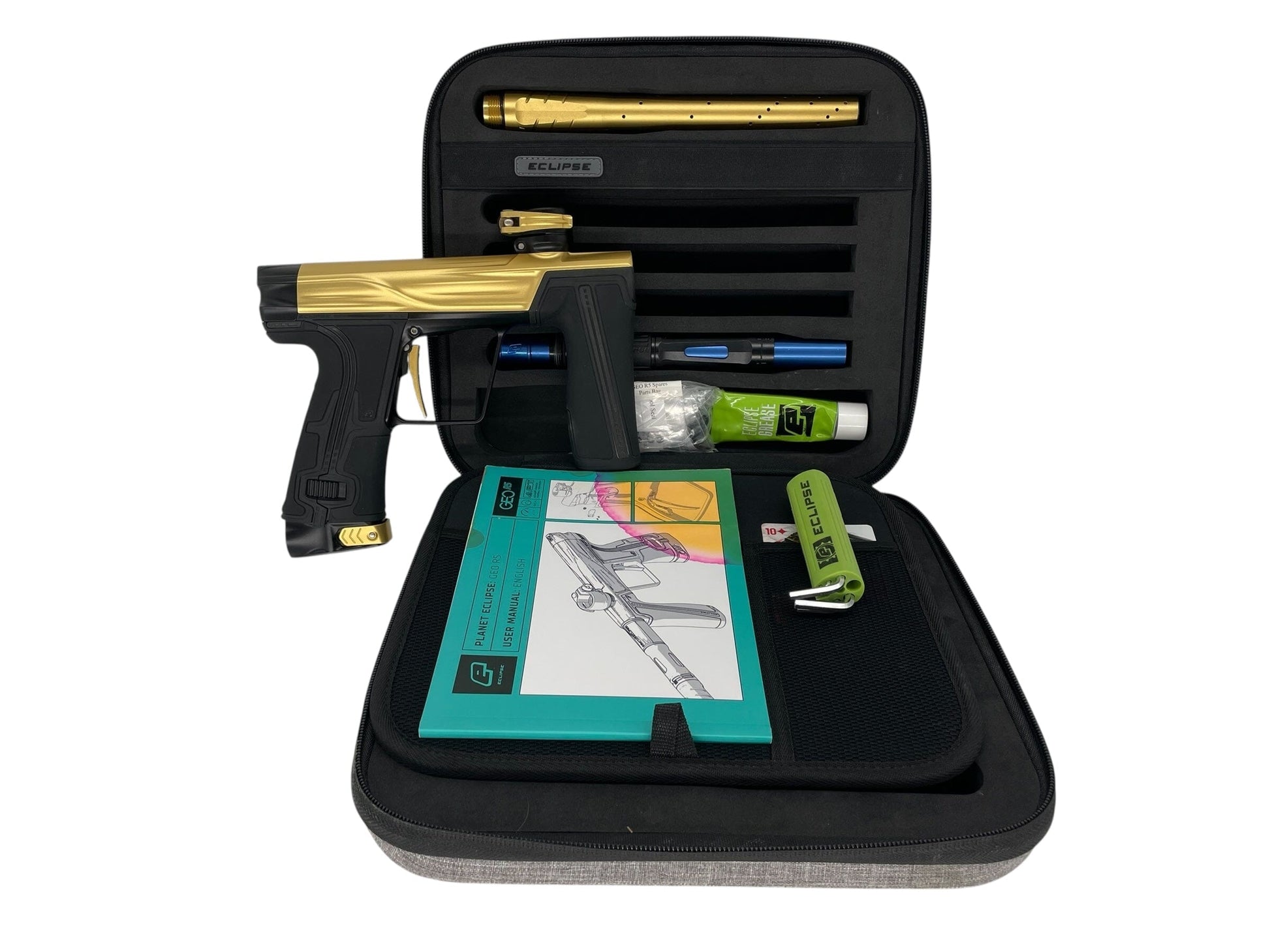 Used Planet Eclipse Geo R5 Paintball Gun Gold/Black Paintball Gun from CPXBrosPaintball Buy/Sell/Trade Paintball Markers, New Paintball Guns, Paintball Hoppers, Paintball Masks, and Hormesis Headbands