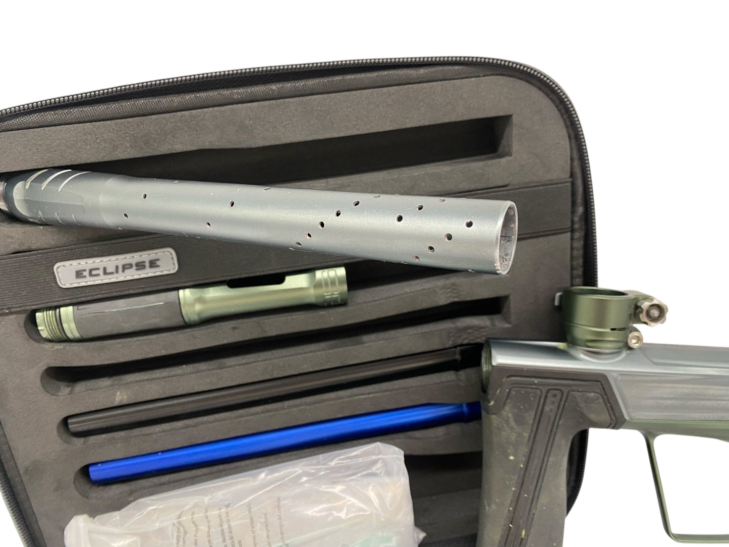 Used Planet Eclipse Geo R5 Paintball Gun Grey/Olive Paintball Gun from CPXBrosPaintball Buy/Sell/Trade Paintball Markers, New Paintball Guns, Paintball Hoppers, Paintball Masks, and Hormesis Headbands