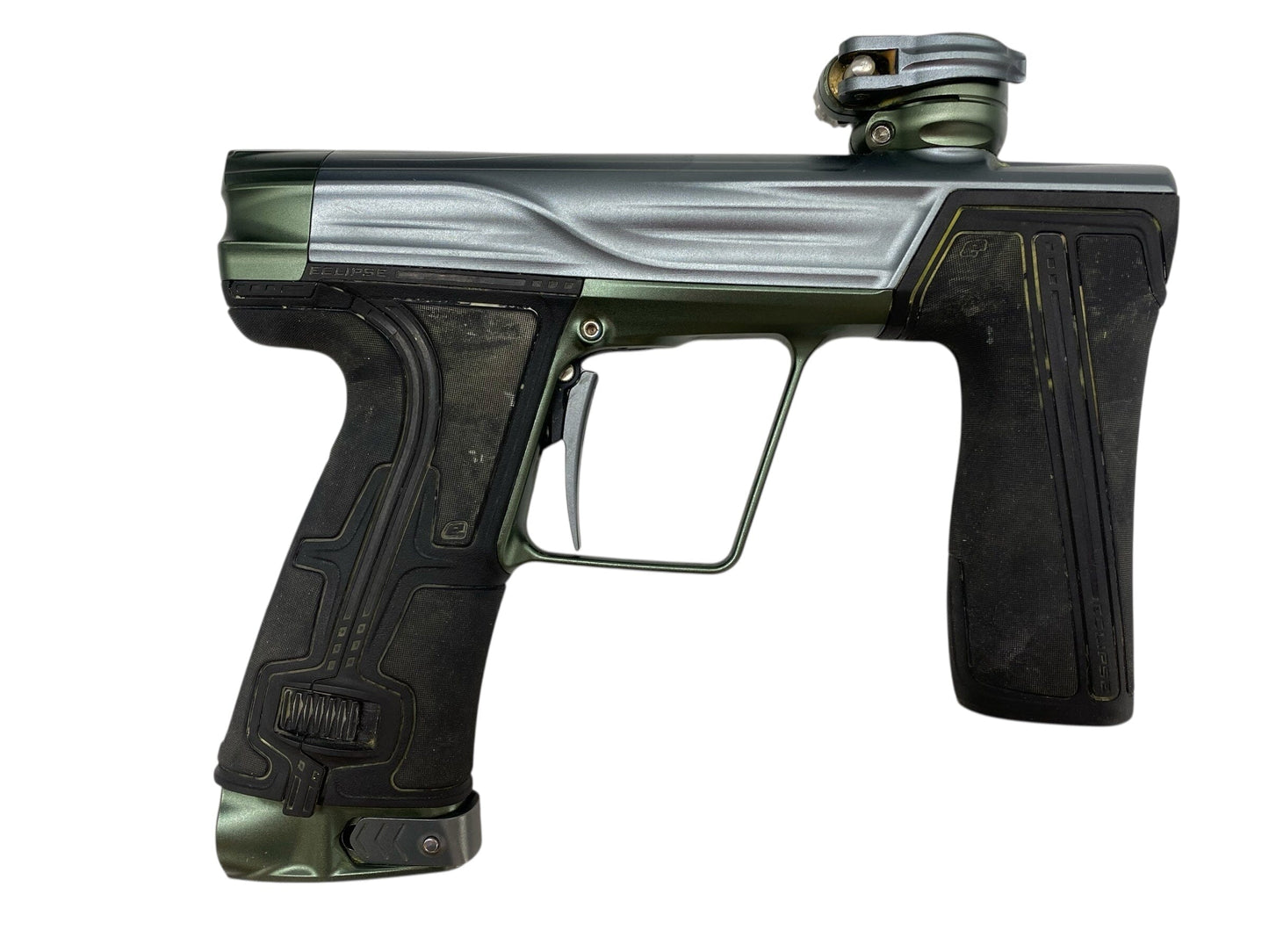 Used Planet Eclipse Geo R5 Paintball Gun Grey/Olive Paintball Gun from CPXBrosPaintball Buy/Sell/Trade Paintball Markers, New Paintball Guns, Paintball Hoppers, Paintball Masks, and Hormesis Headbands