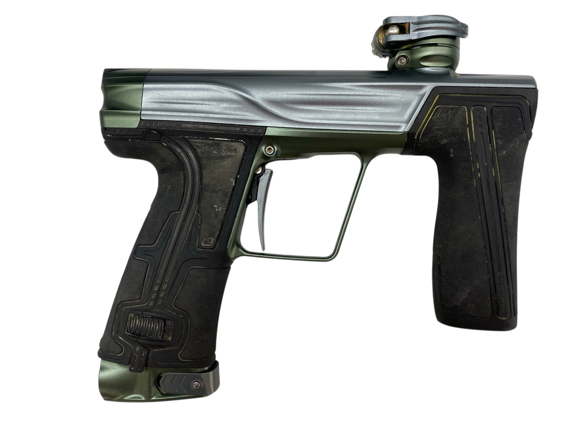 Used Planet Eclipse Geo R5 Paintball Gun Grey/Olive Paintball Gun from CPXBrosPaintball Buy/Sell/Trade Paintball Markers, New Paintball Guns, Paintball Hoppers, Paintball Masks, and Hormesis Headbands