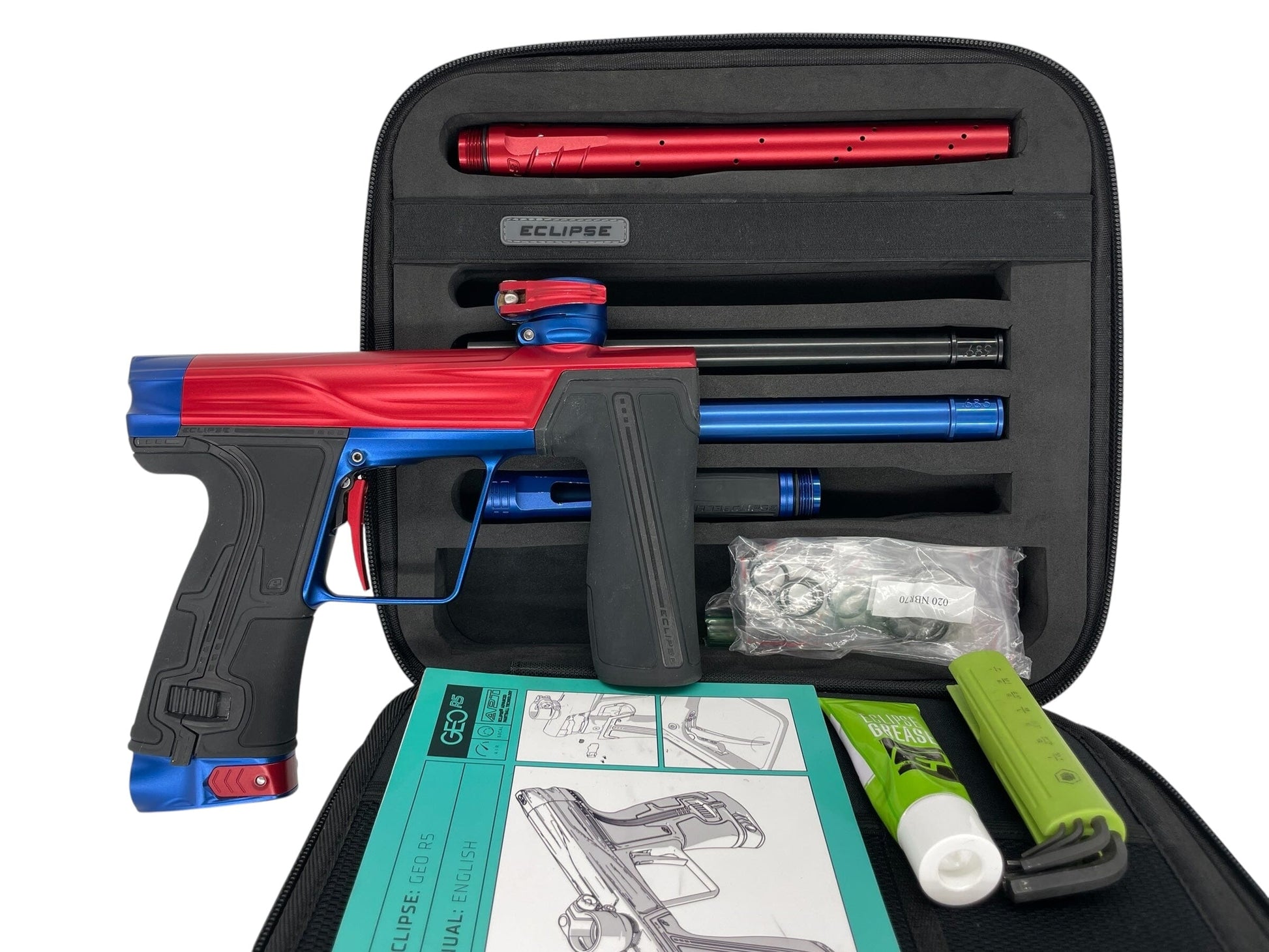 Used Planet Eclipse Geo R5 Paintball Gun Red/Blue Paintball Gun from CPXBrosPaintball Buy/Sell/Trade Paintball Markers, New Paintball Guns, Paintball Hoppers, Paintball Masks, and Hormesis Headbands